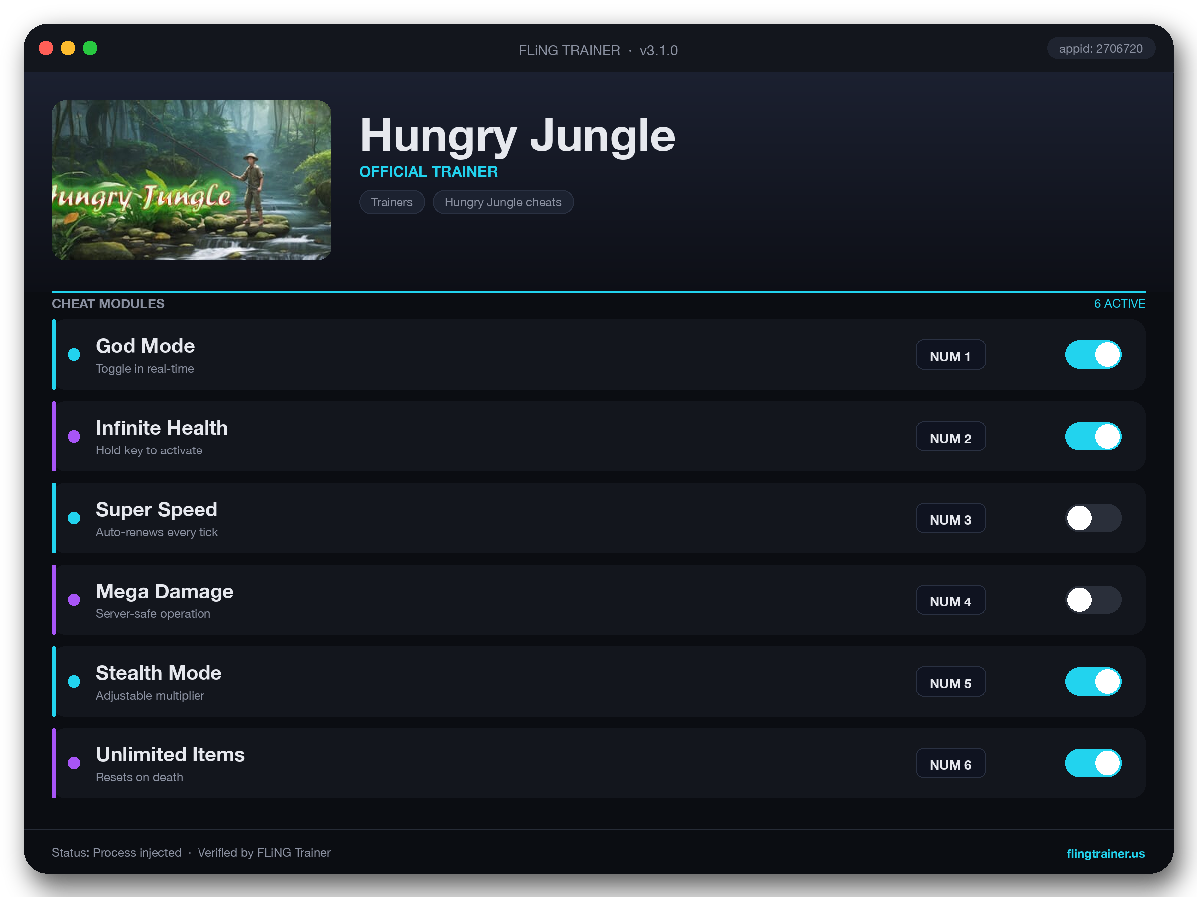 Hungry Jungle Trainer interface