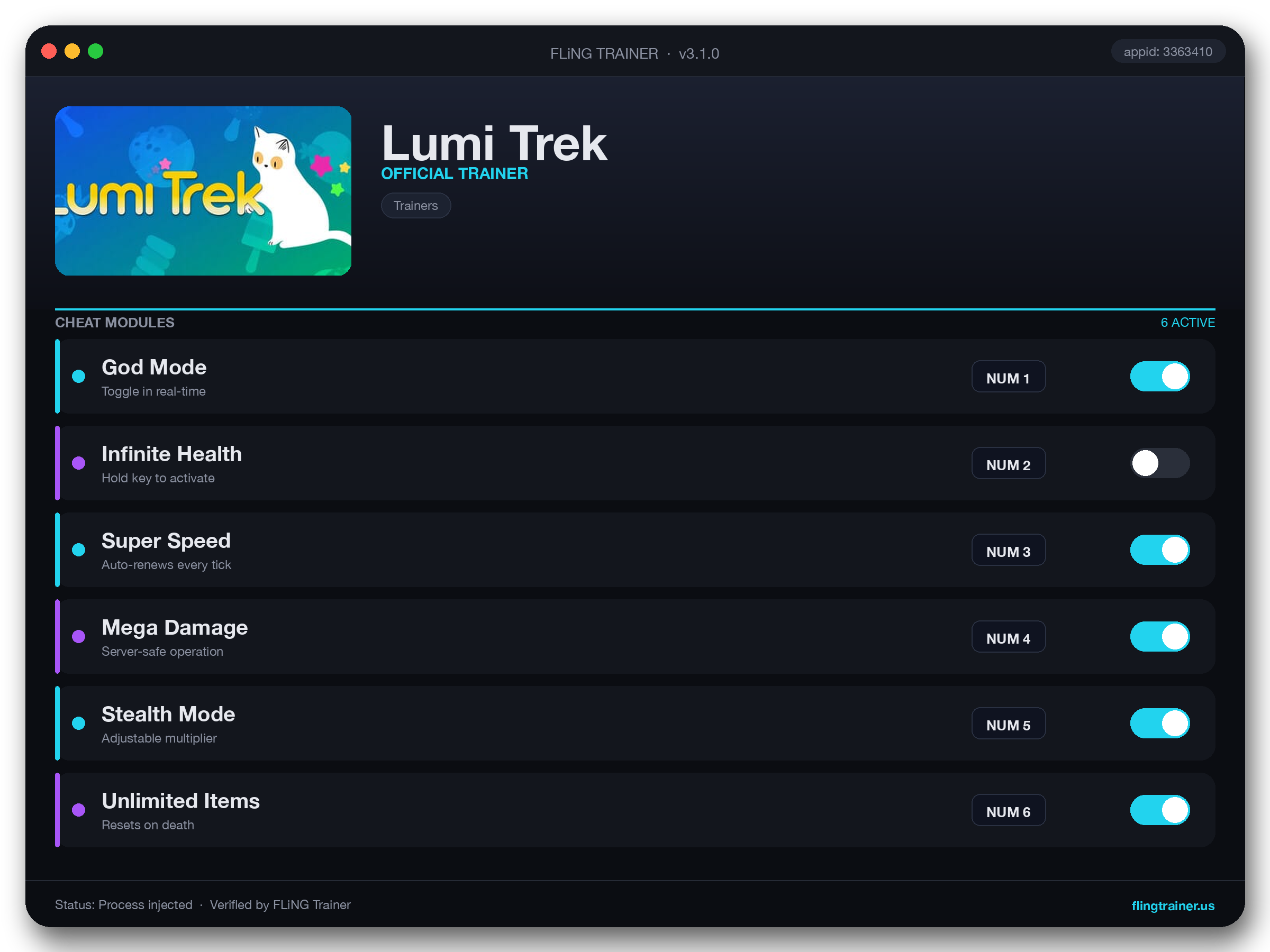 Lumi Trek Trainer interface