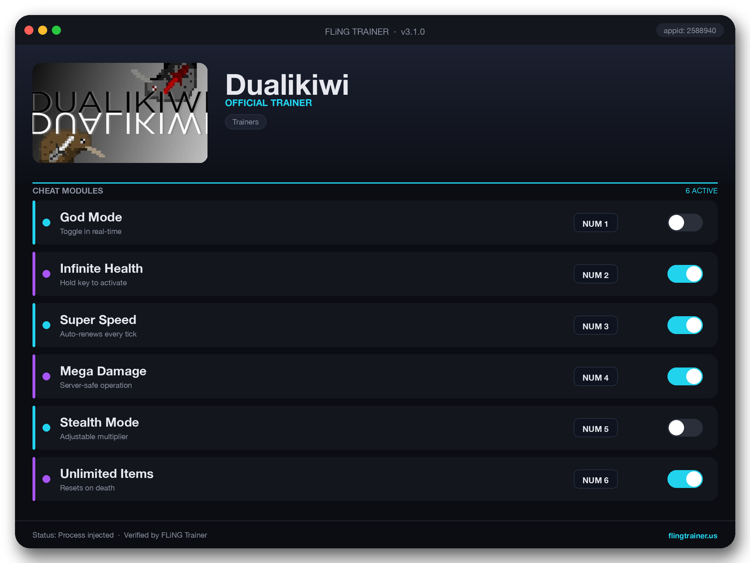 Dualikiwi Trainer interface