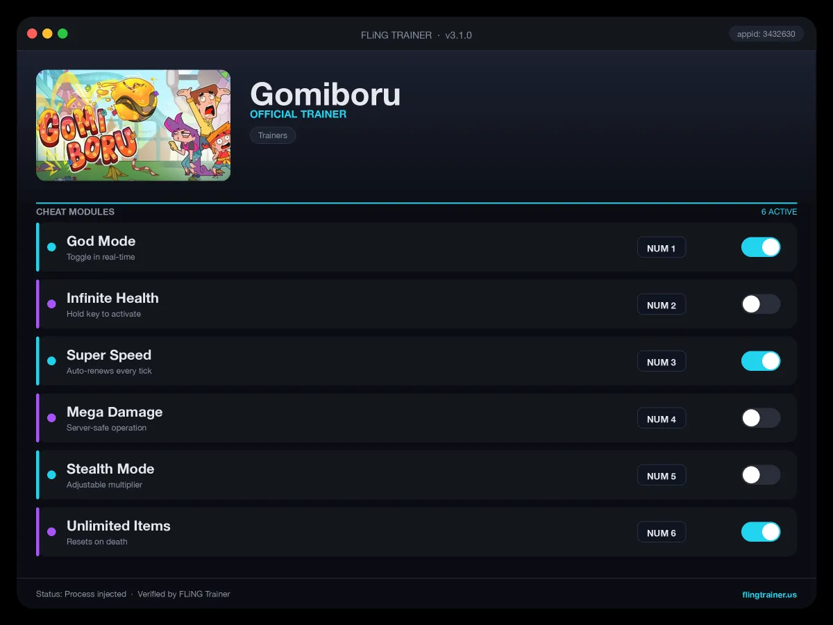 Gomiboru Trainer interface