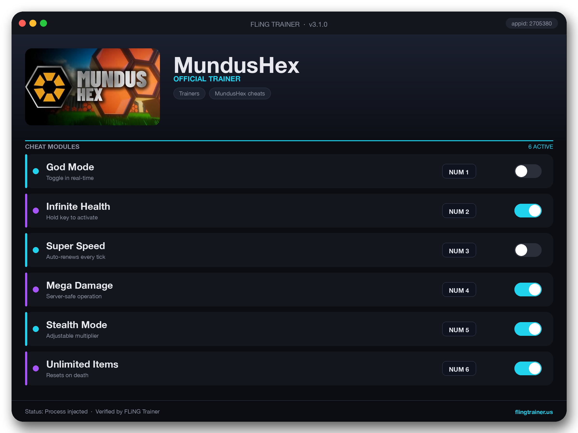 MundusHex Trainer interface