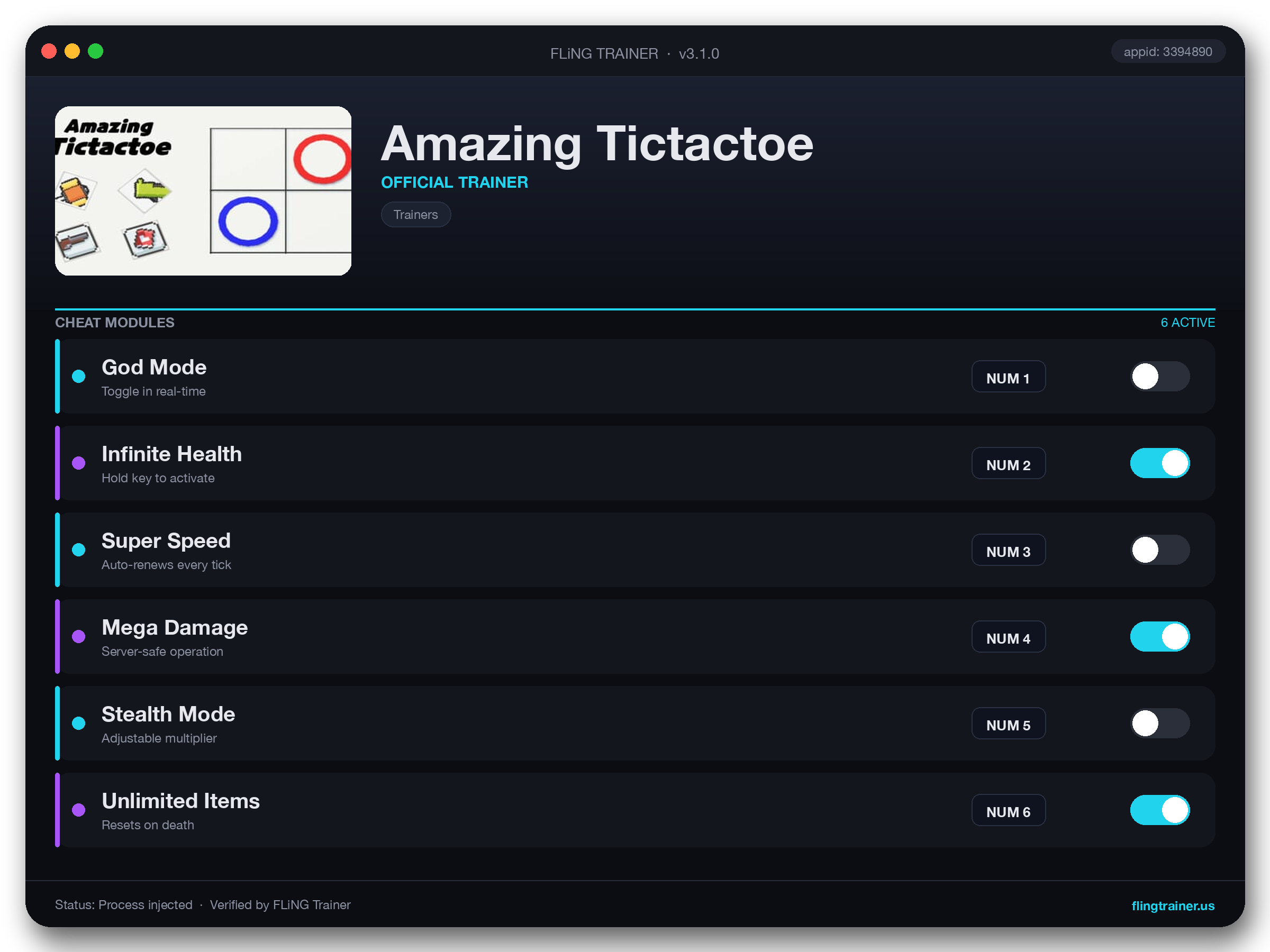 Amazing Tictactoe Trainer interface
