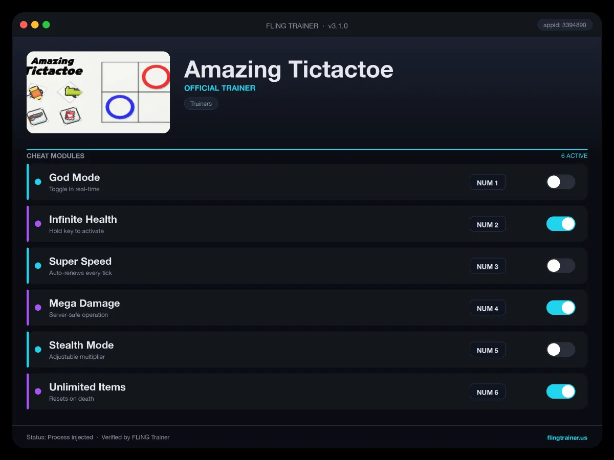 Amazing Tictactoe Trainer interface