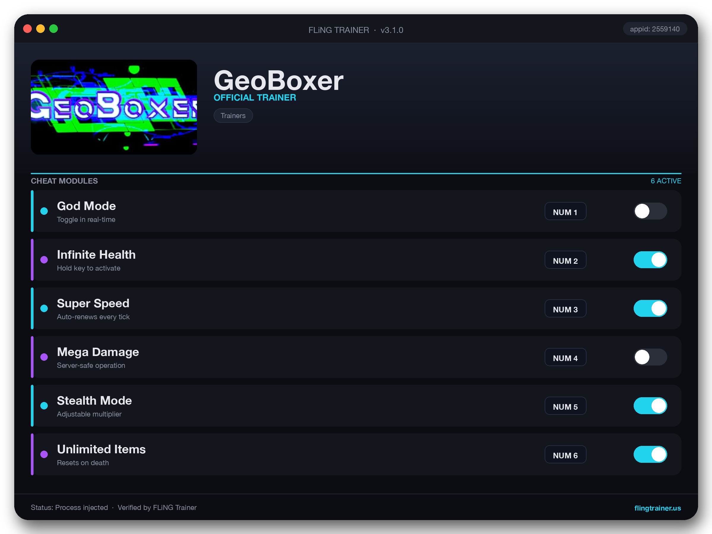 GeoBoxer Trainer interface