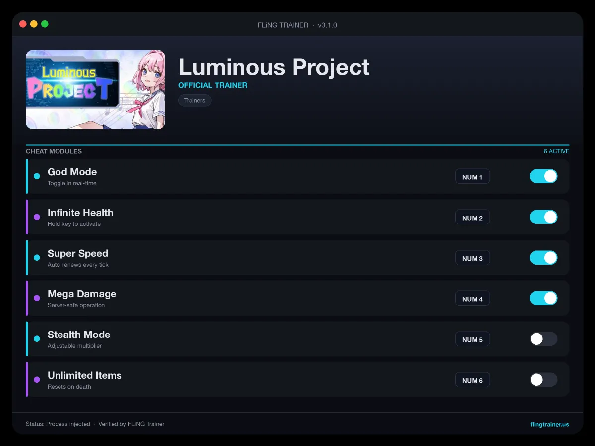 Luminous Project Trainer interface