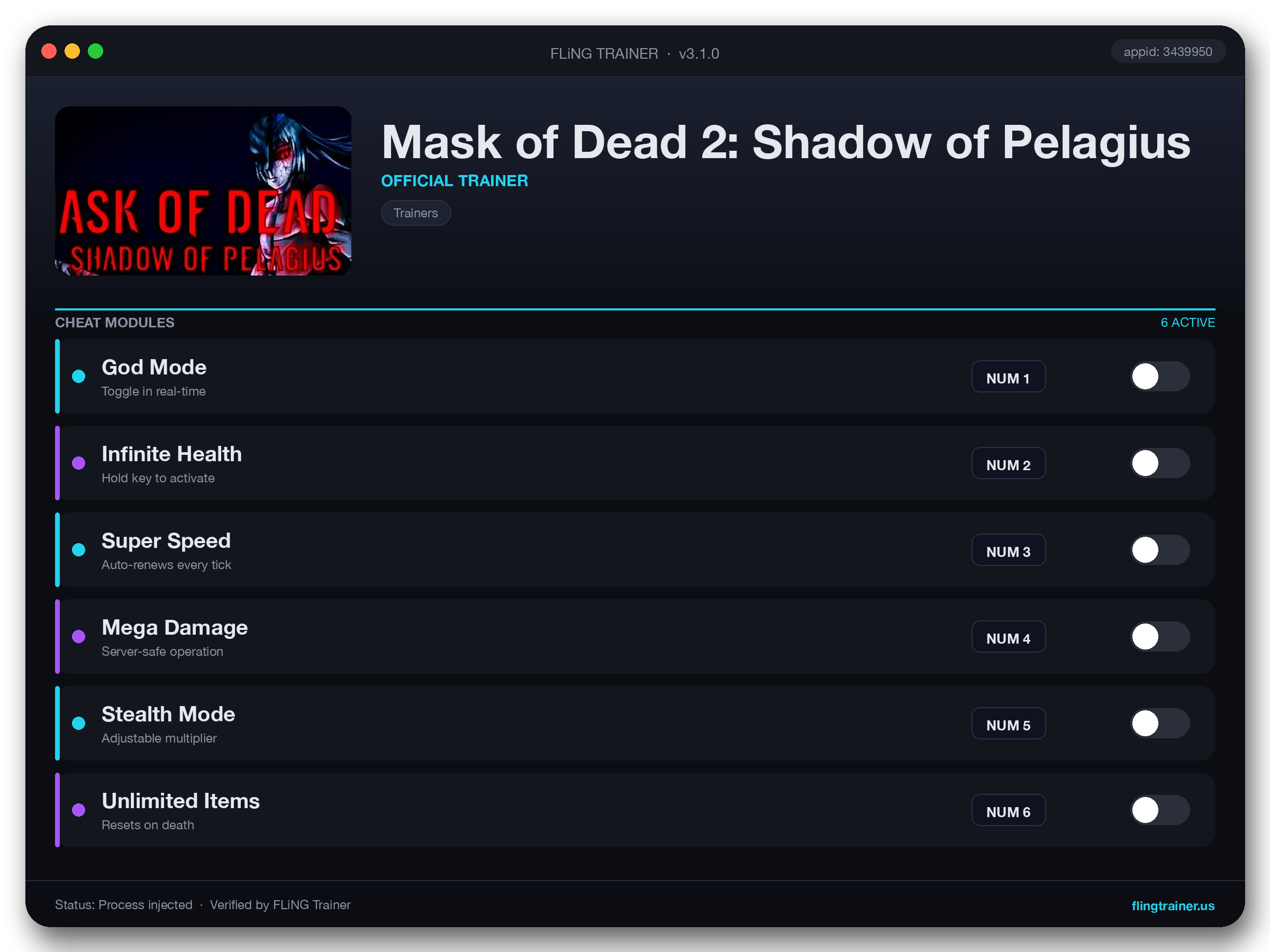 Mask of Dead 2: Shadow of Pelagius Trainer interface