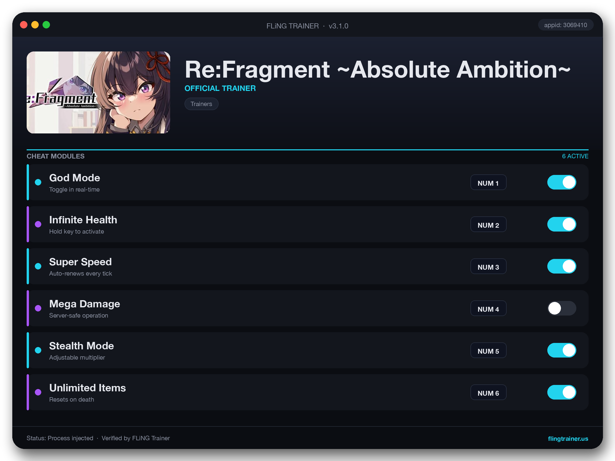 Re:Fragment ~Absolute Ambition~ Trainer interface