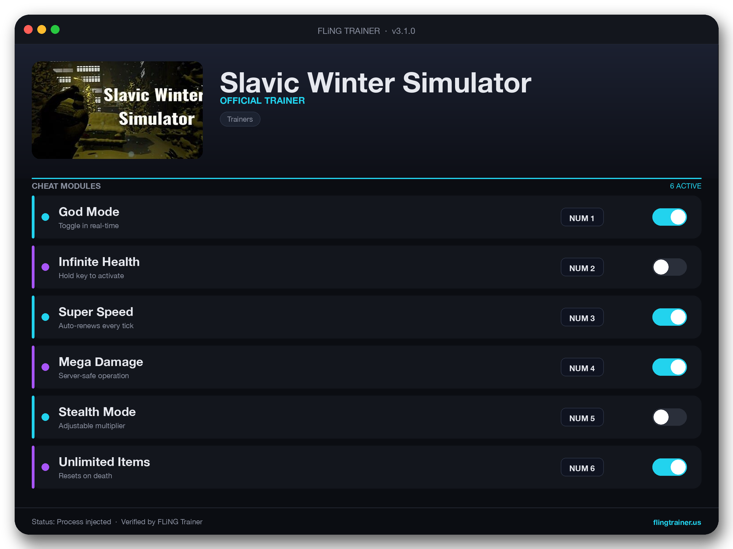 Slavic Winter Simulator Trainer interface