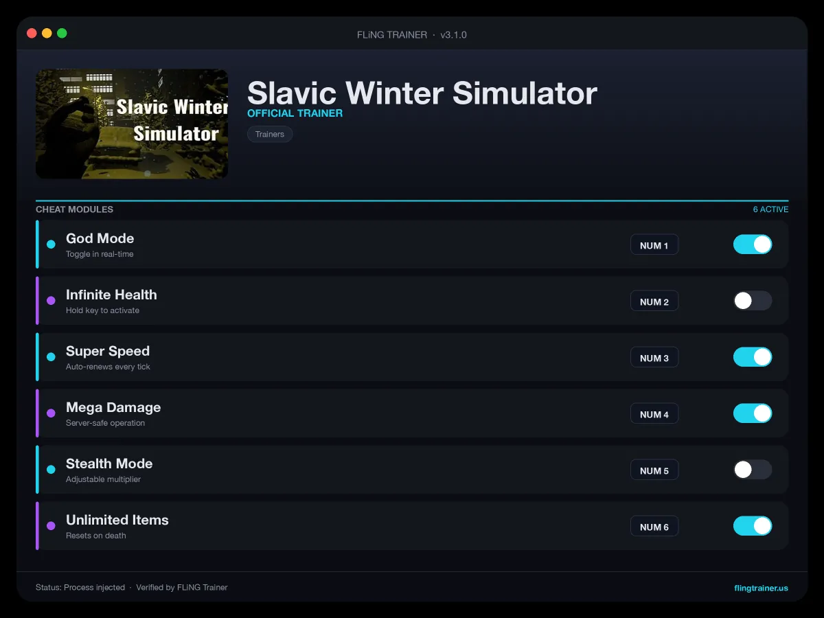 Slavic Winter Simulator Trainer interface