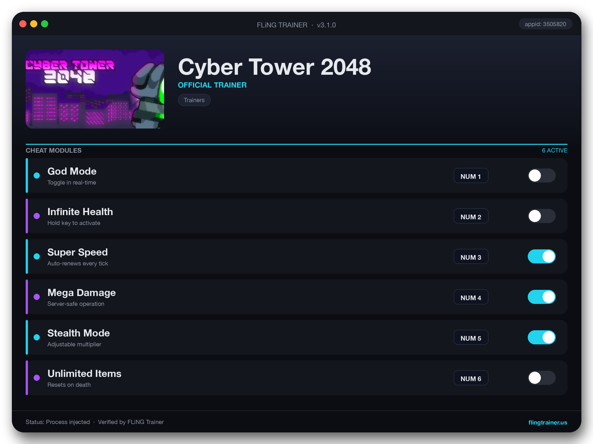 Cyber Tower 2048 Trainer interface