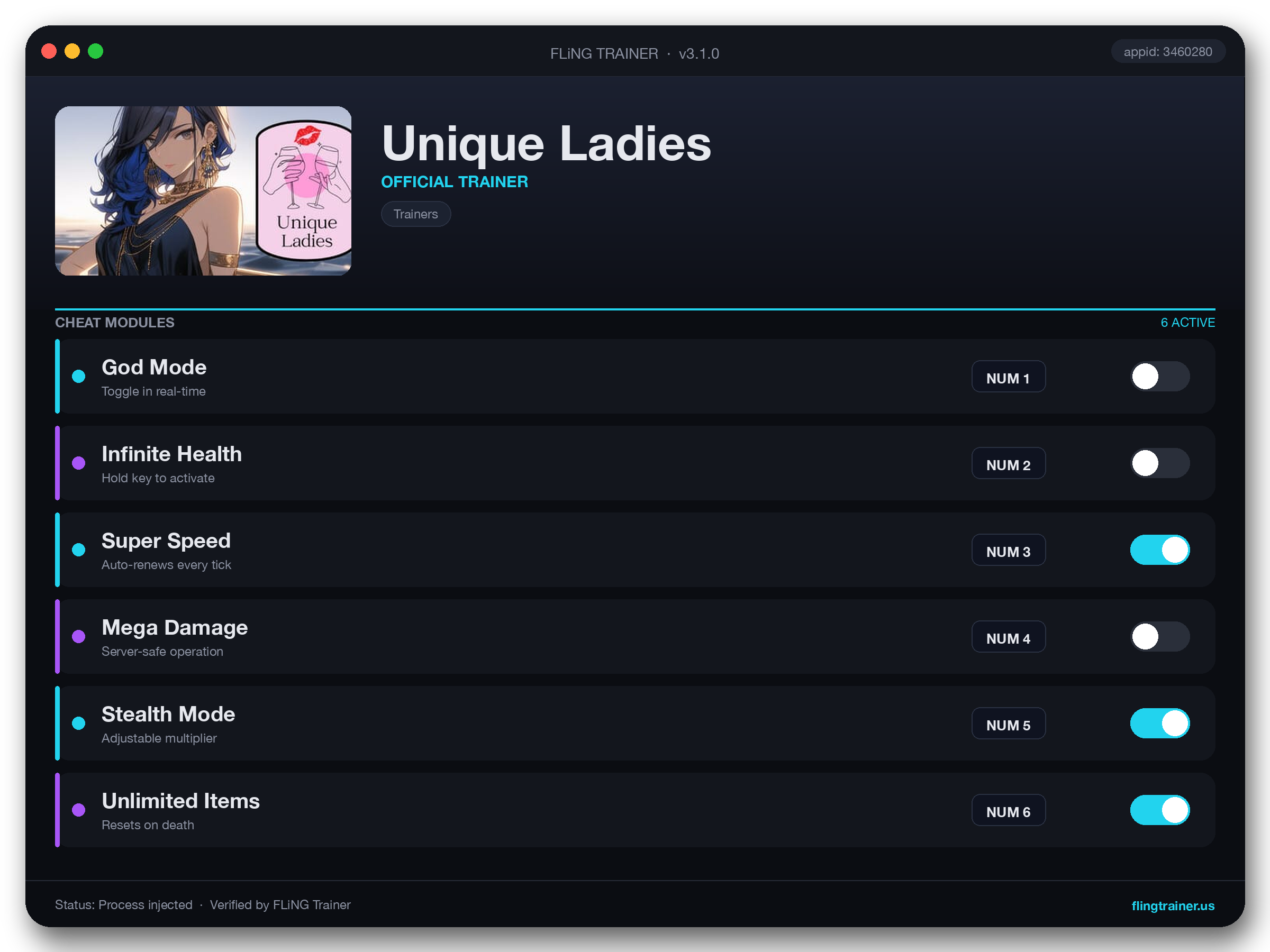 Unique Ladies Trainer interface