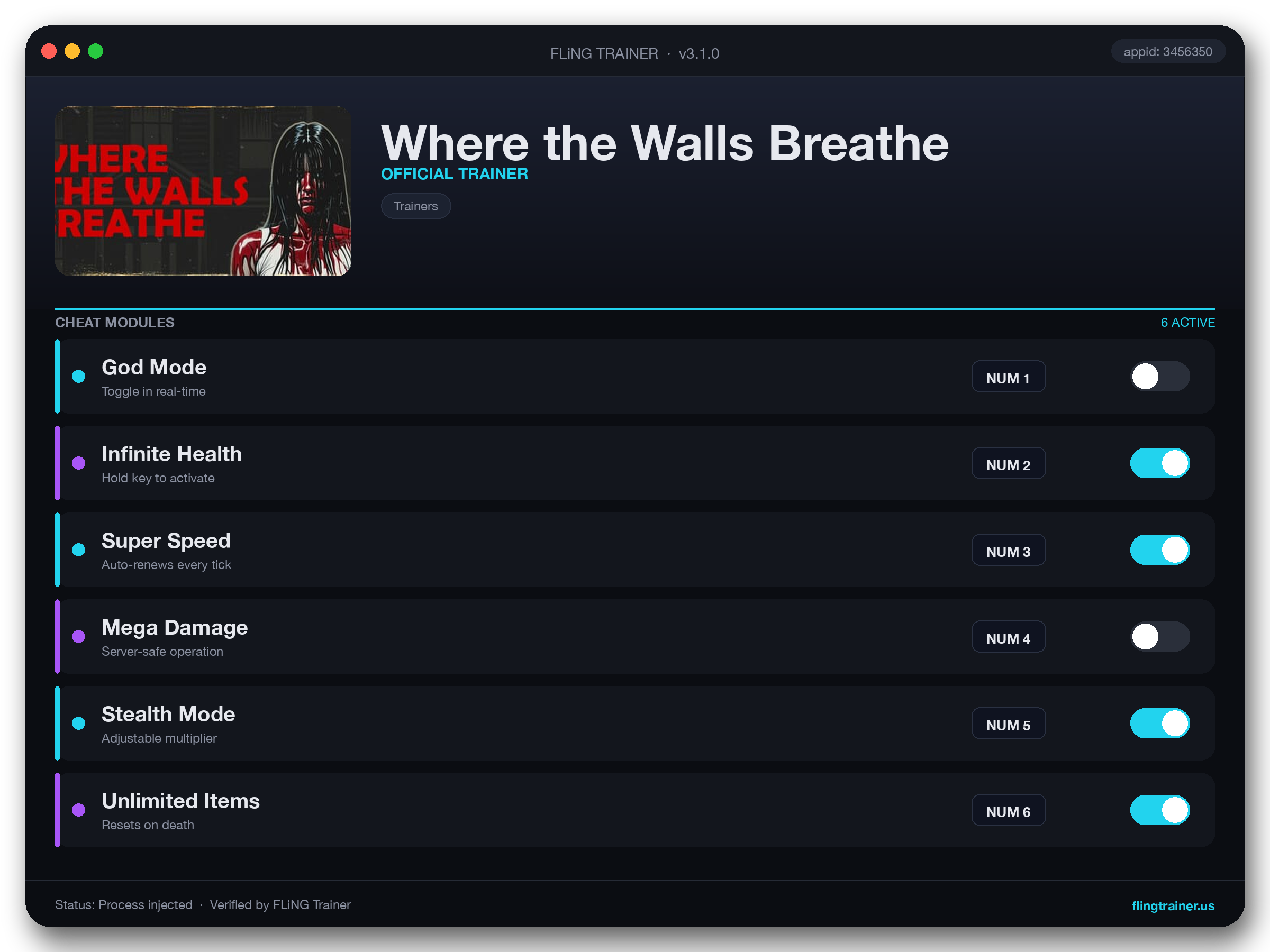 Where the Walls Breathe Trainer interface
