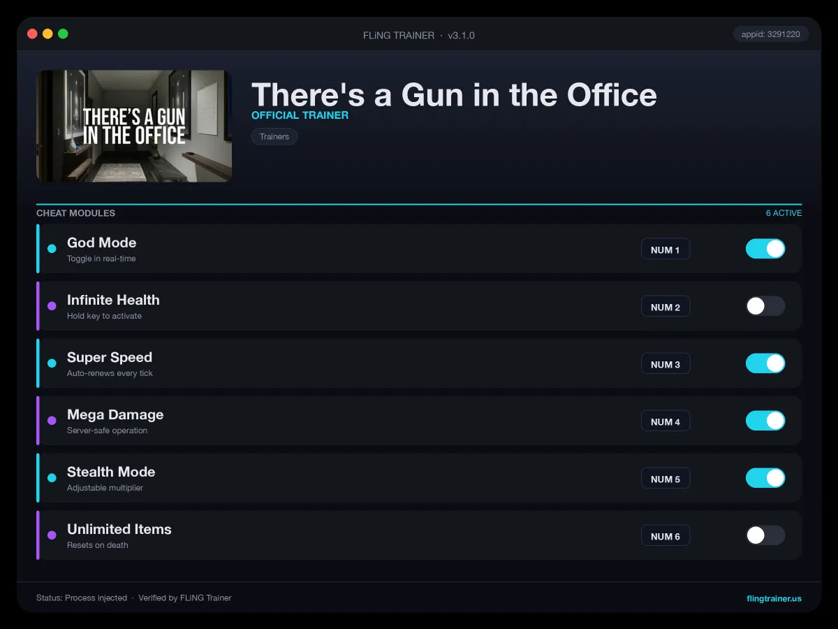There's a Gun in the Office Trainer interface