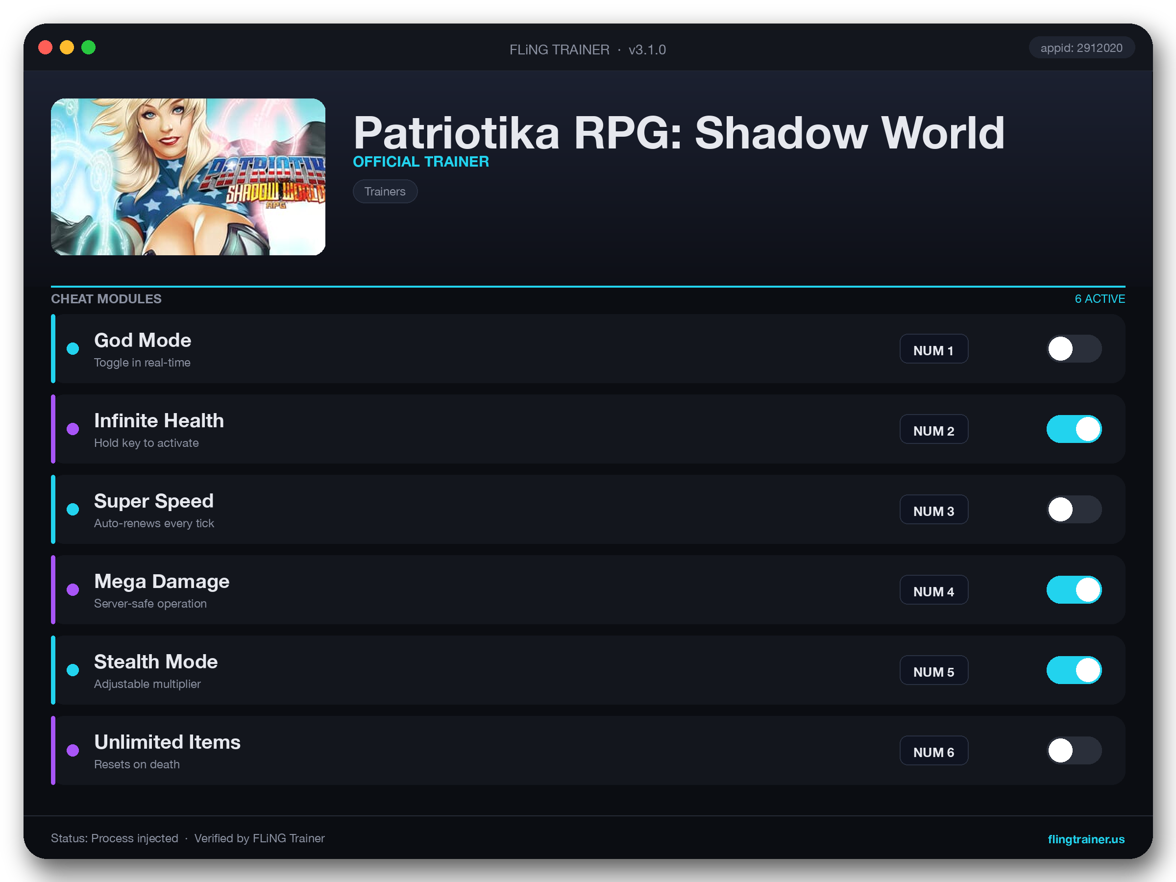 Patriotika RPG: Shadow World Trainer interface