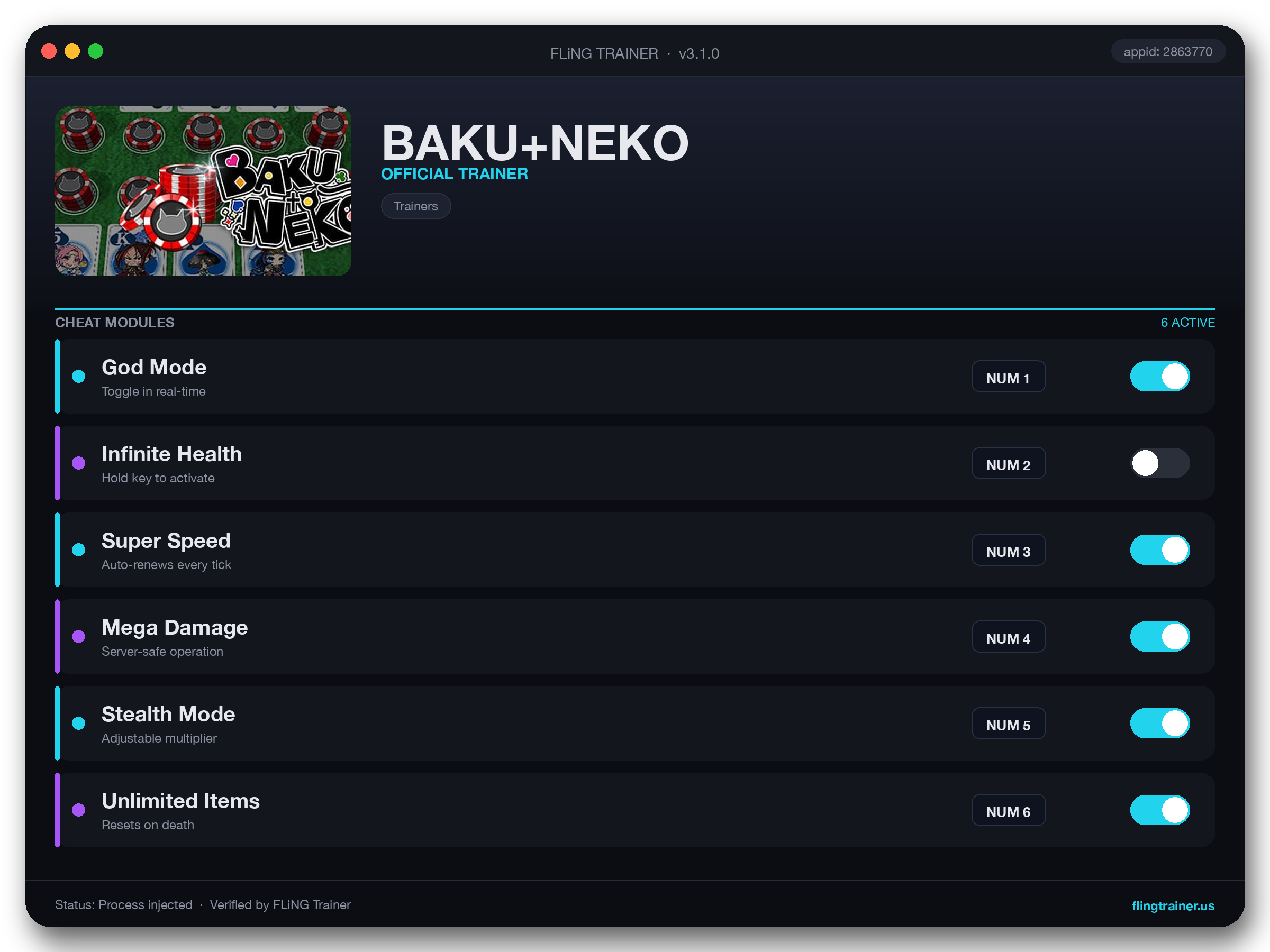 BAKU+NEKO Trainer interface
