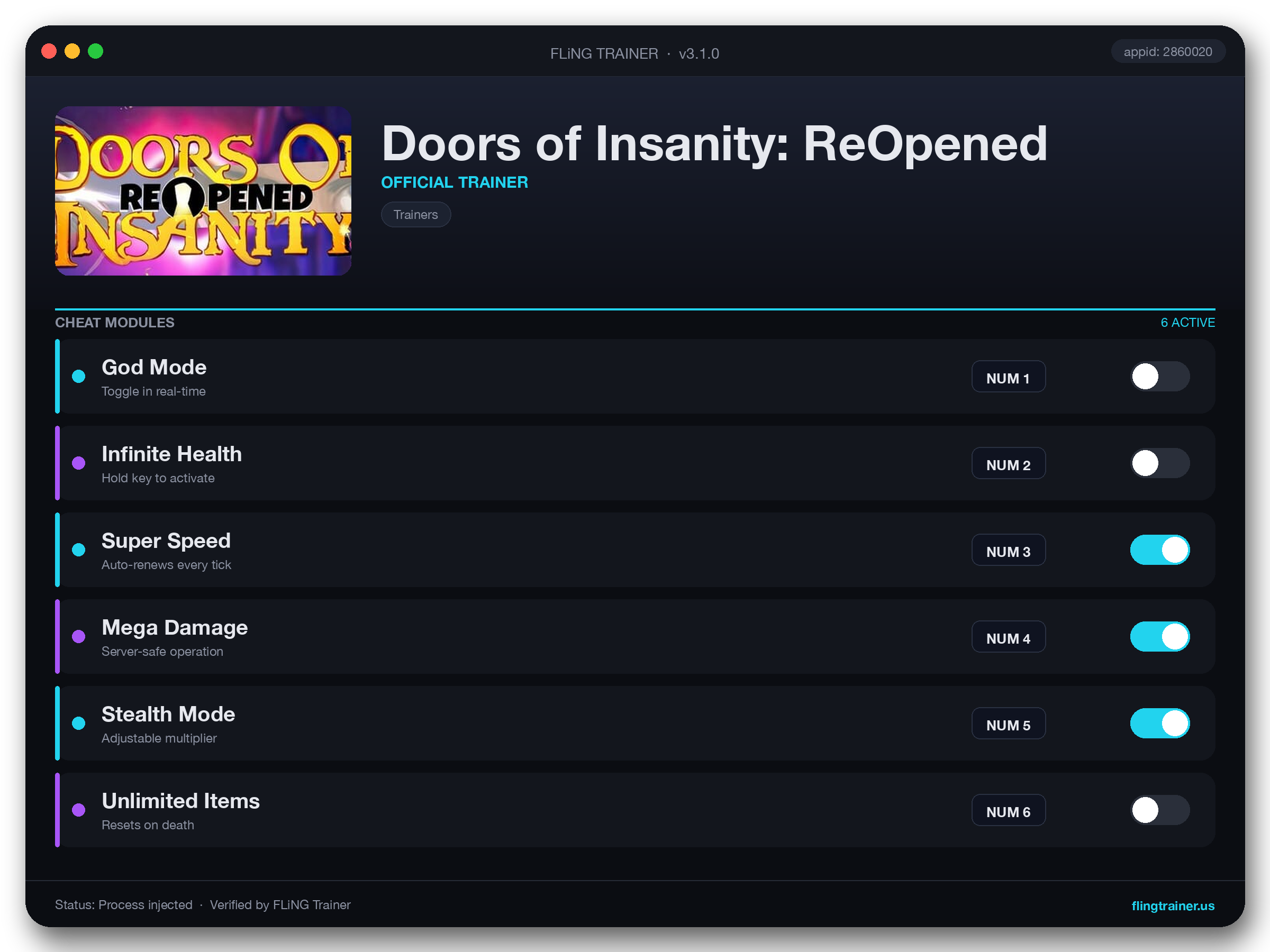 Doors of Insanity: ReOpened Trainer interface