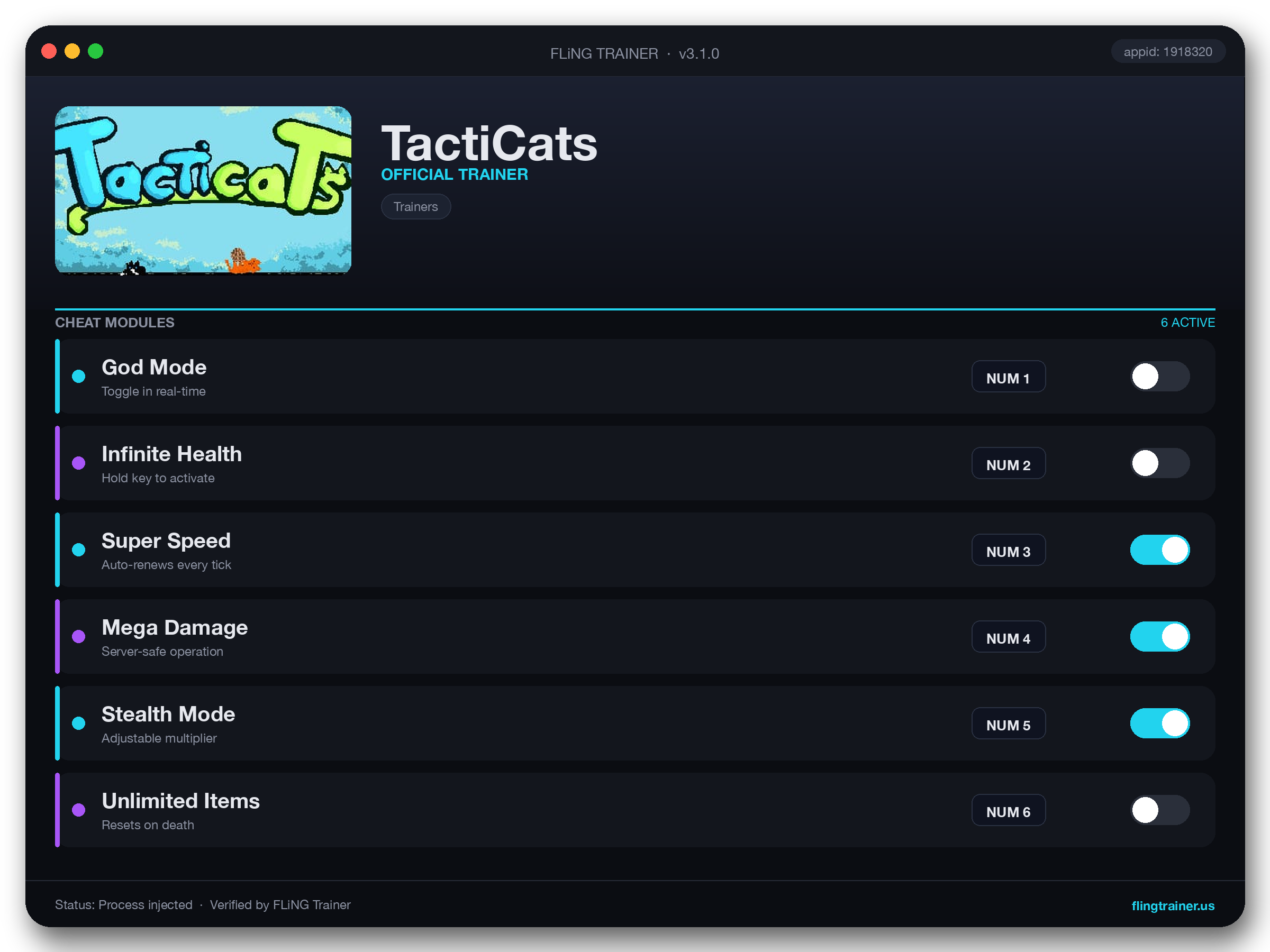 TactiCats Trainer interface