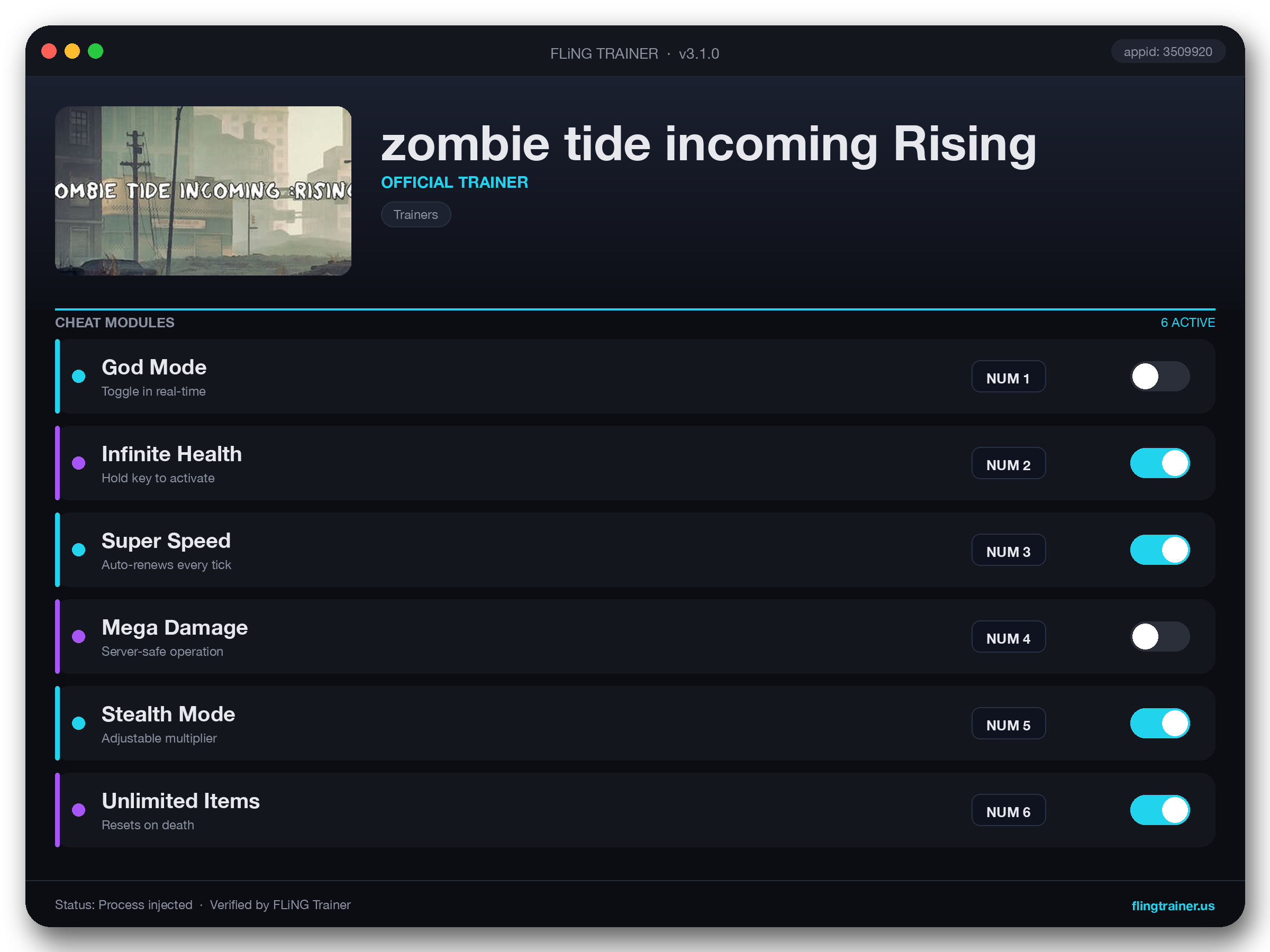 zombie tide incoming Rising Trainer interface