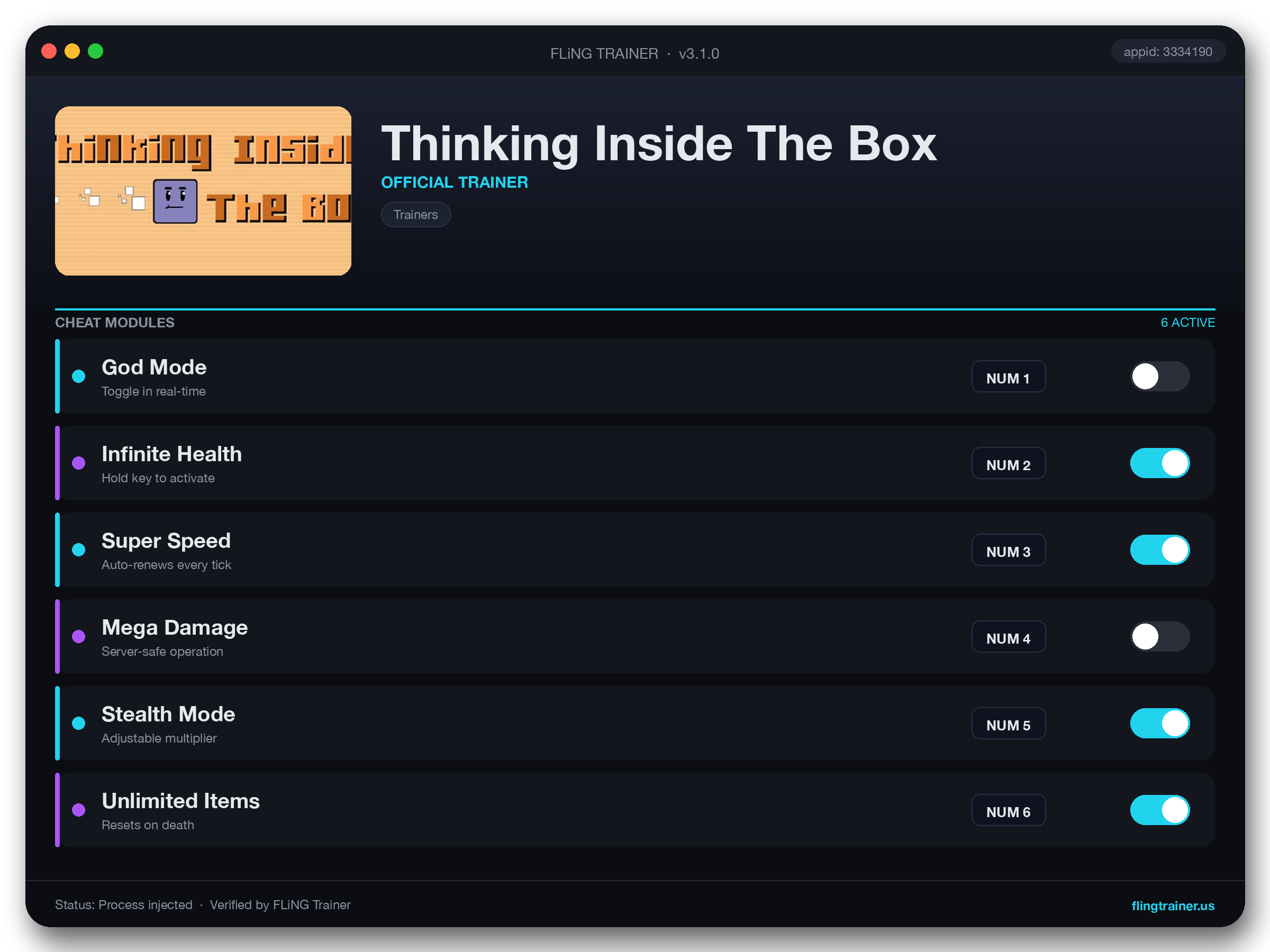 Thinking Inside The Box Trainer interface