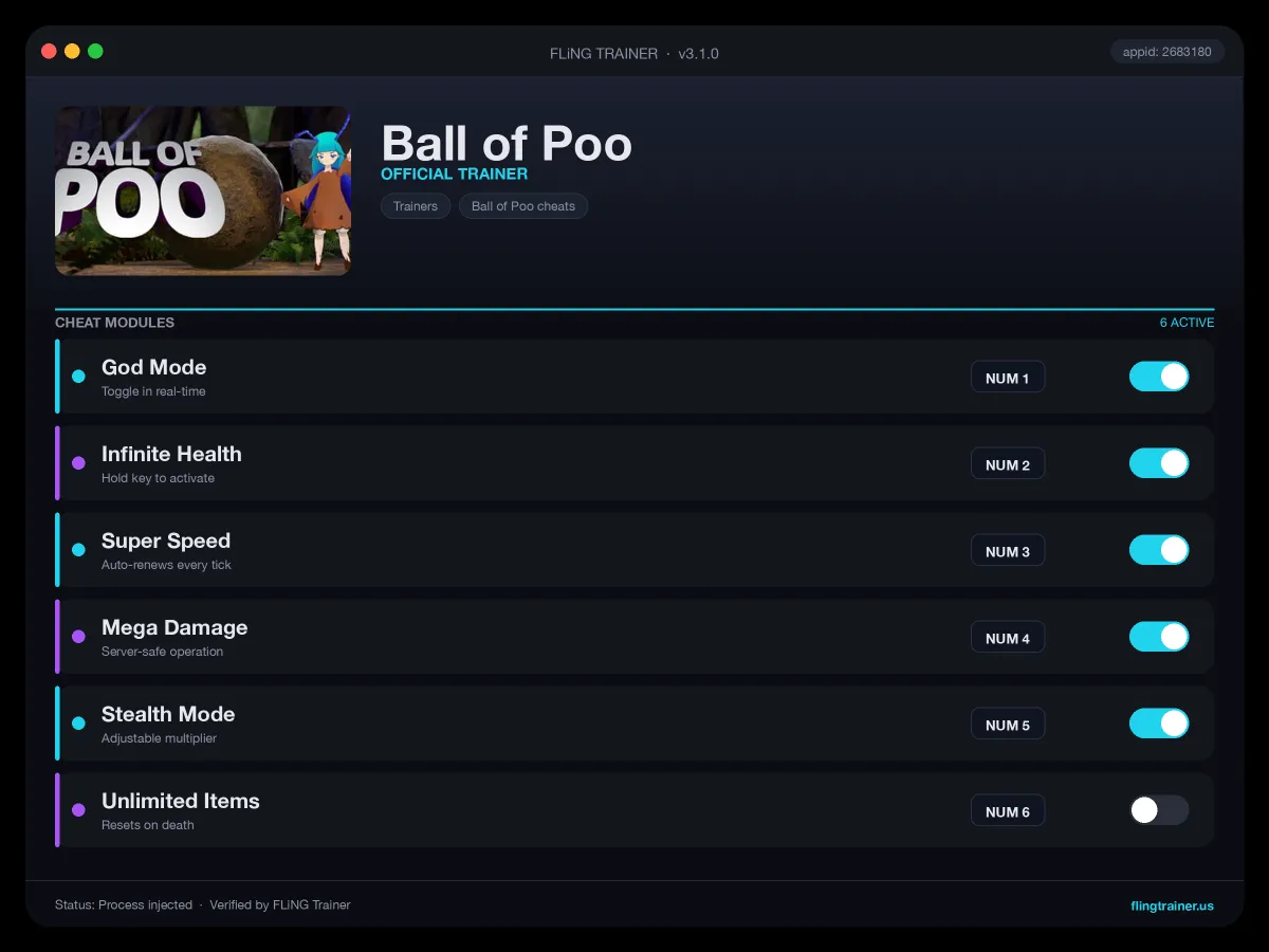 Ball of Poo Trainer interface