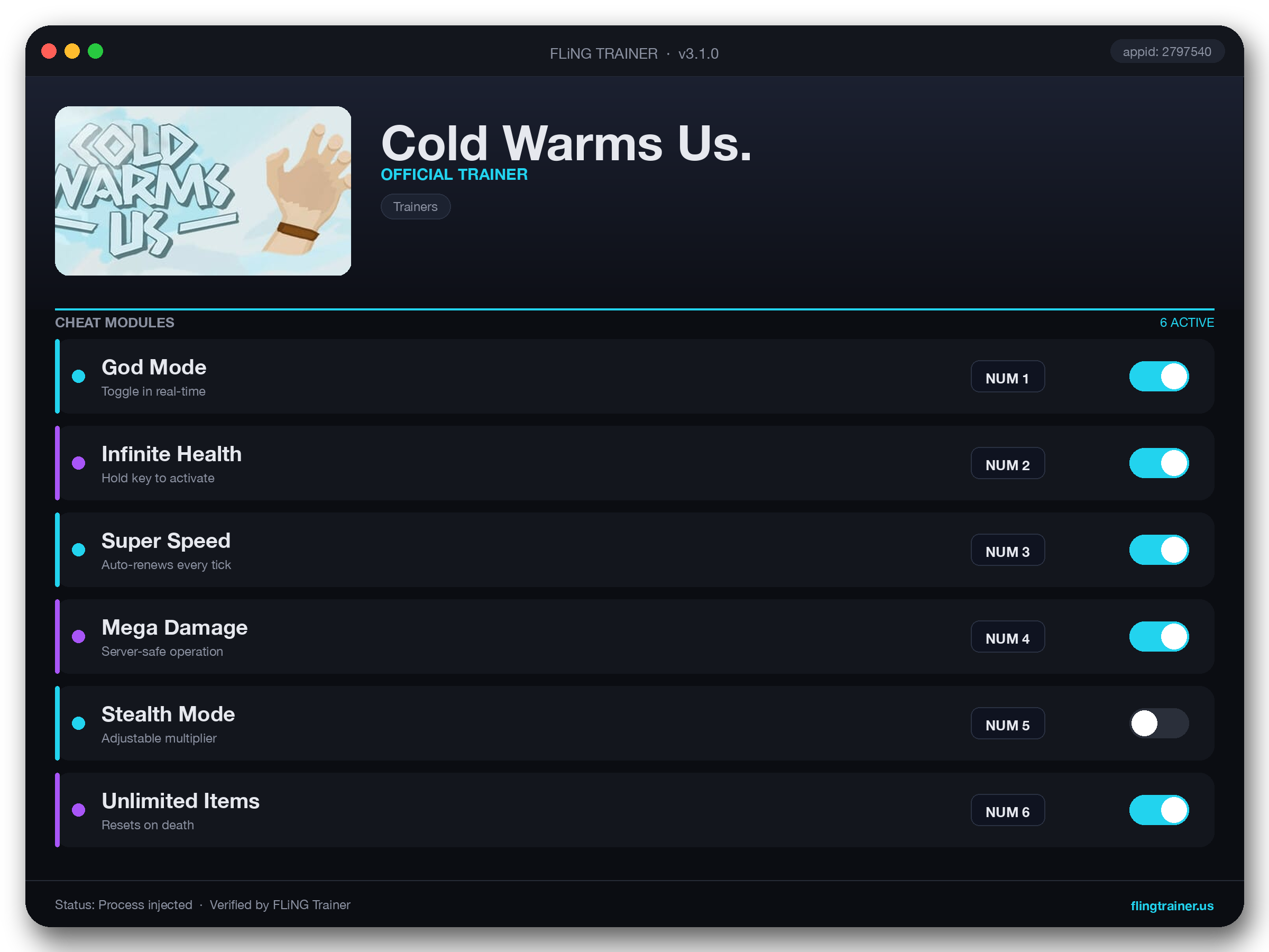 Cold Warms Us. Trainer interface