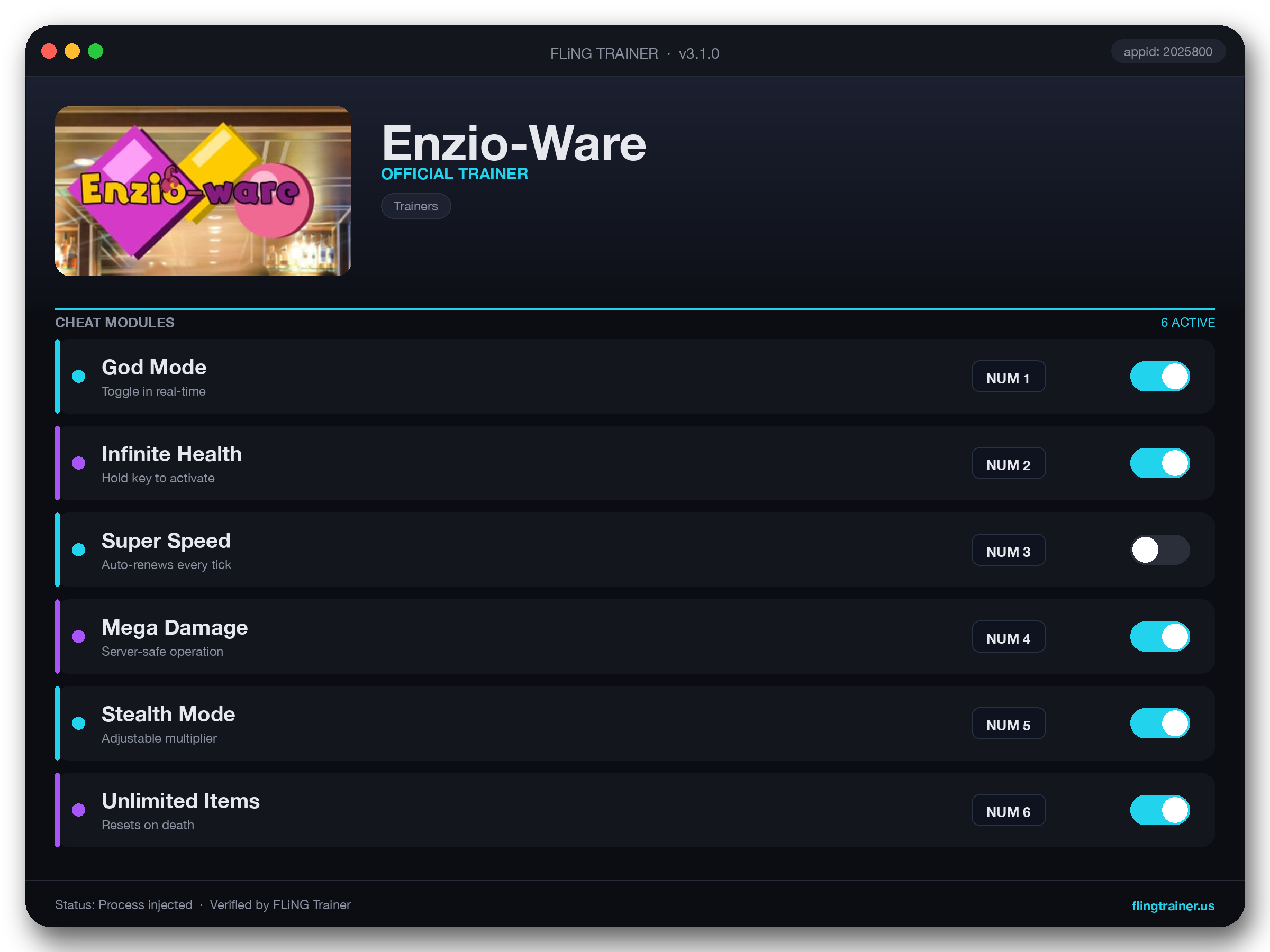 Enzio-Ware Trainer interface