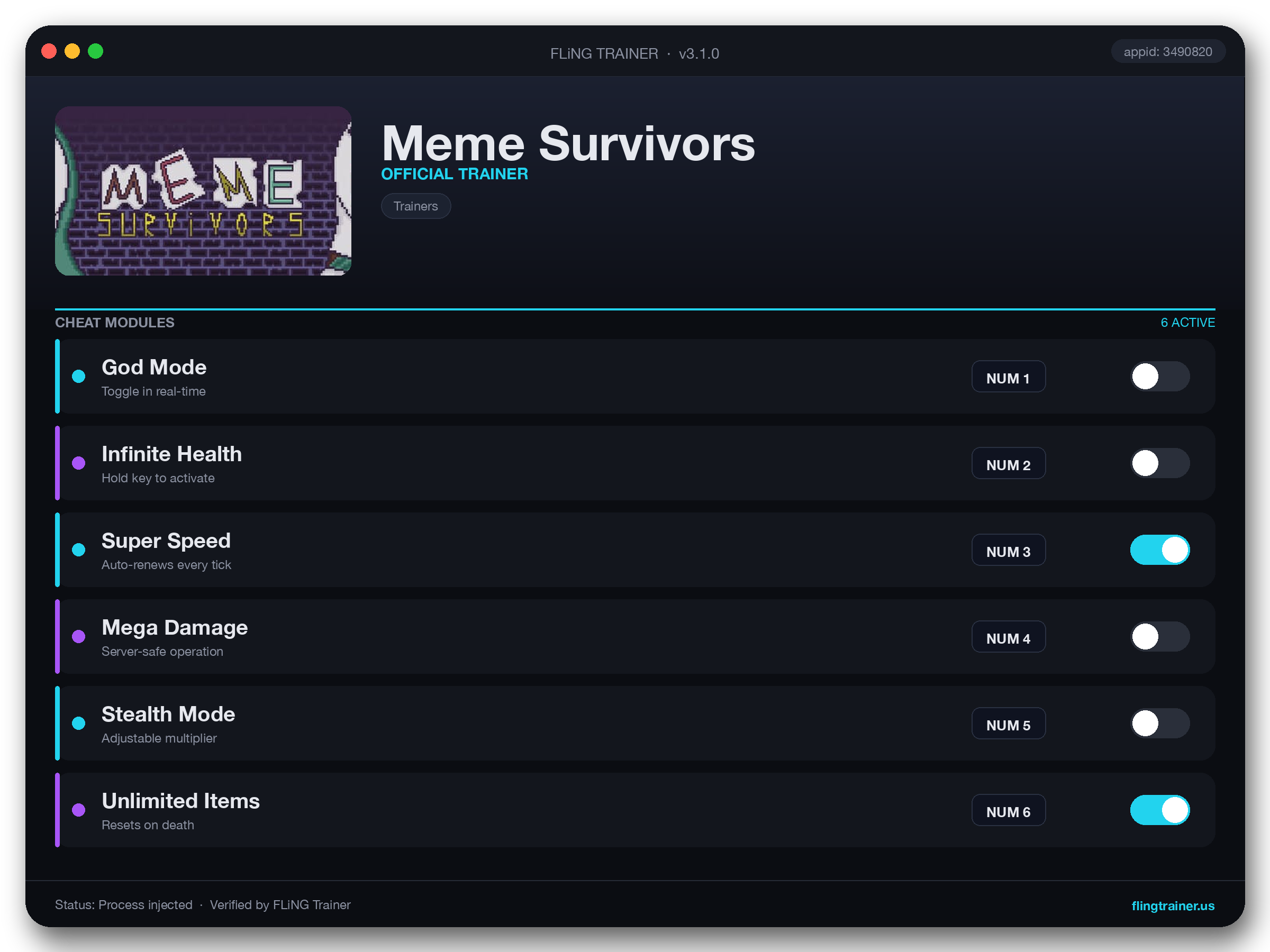 Meme Survivors Trainer interface