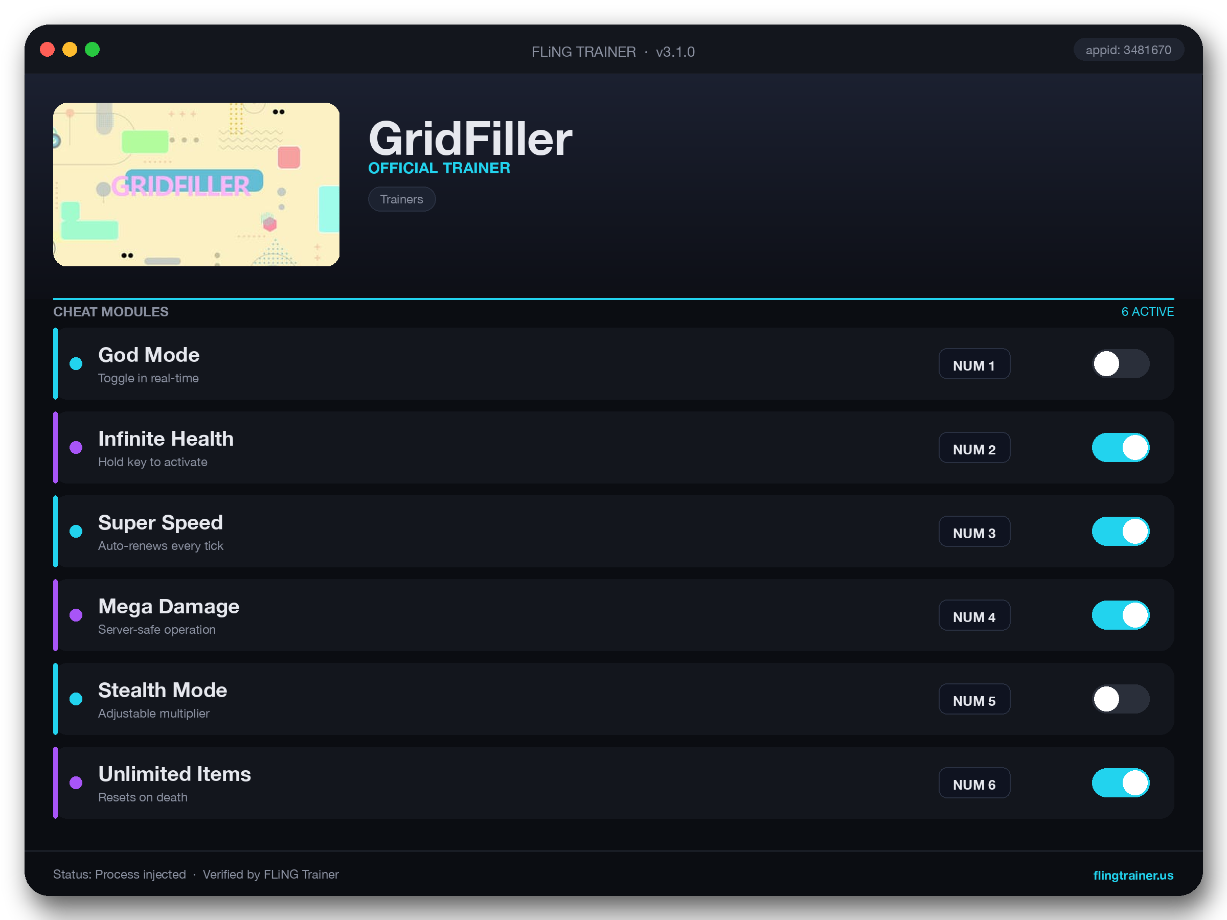 GridFiller Trainer interface