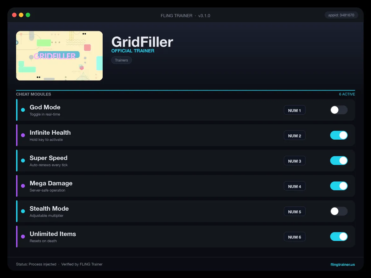 GridFiller Trainer interface
