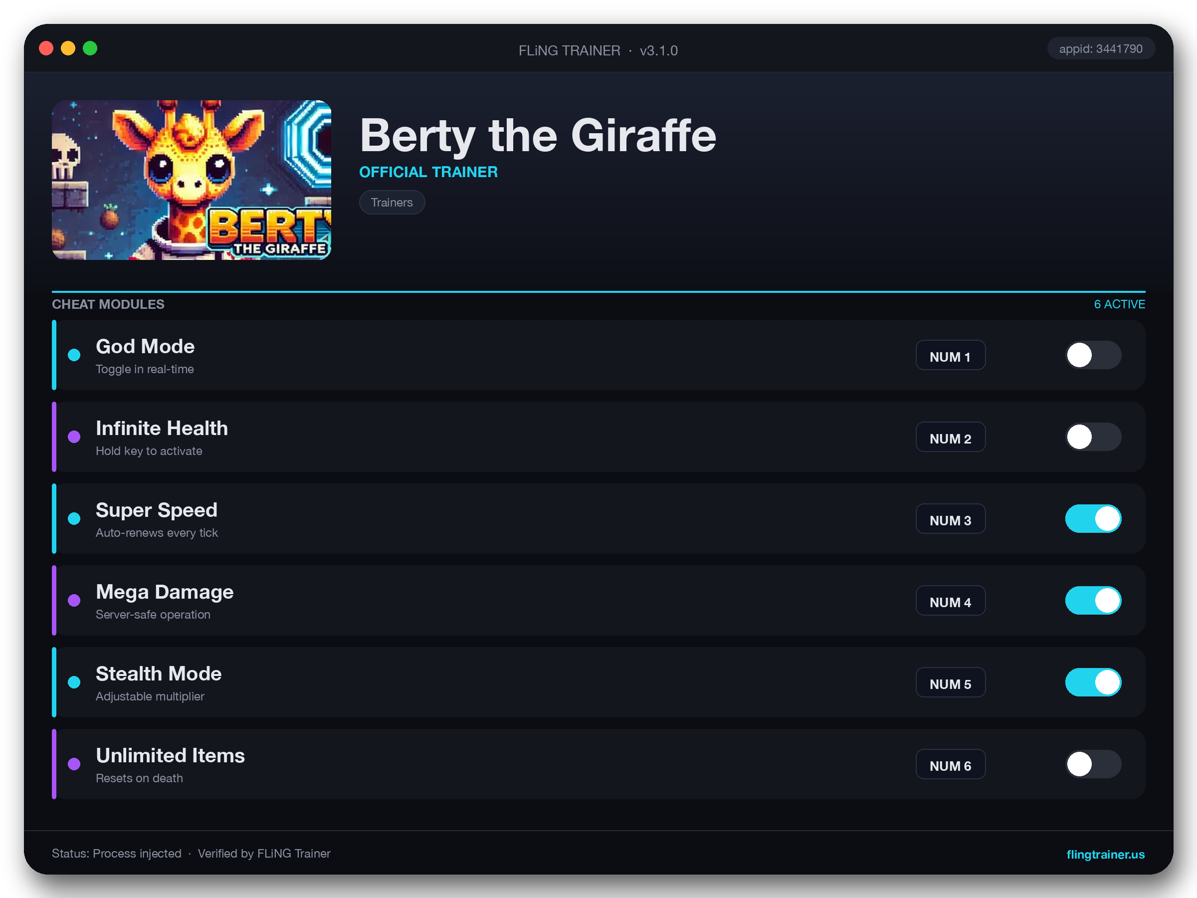 Berty the Giraffe Trainer interface