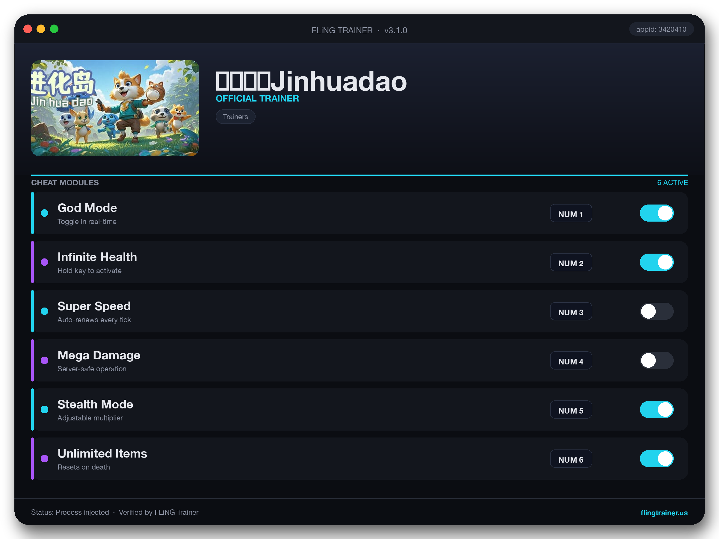 进化岛:Jinhuadao Trainer interface