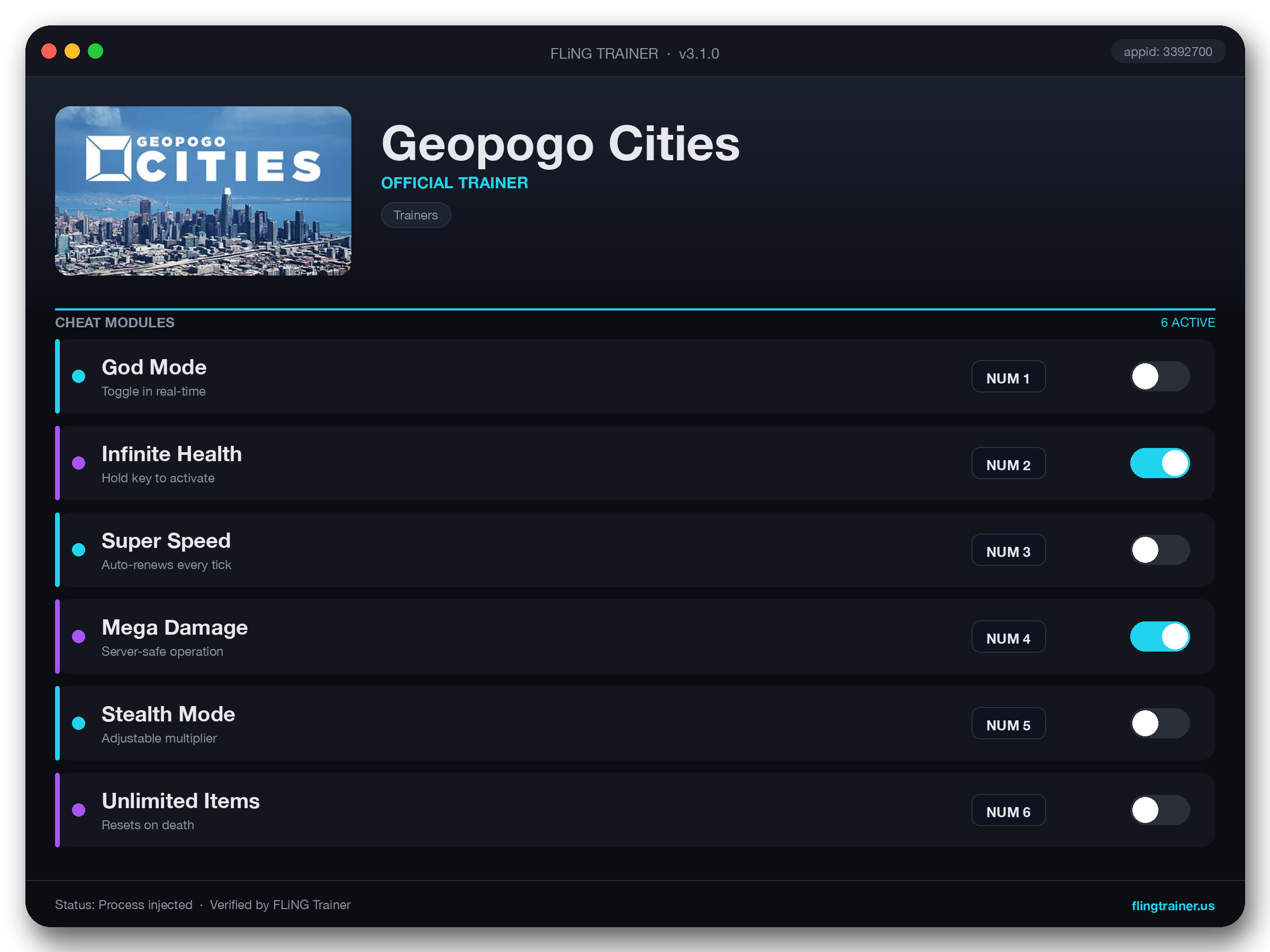 Geopogo Cities Trainer interface
