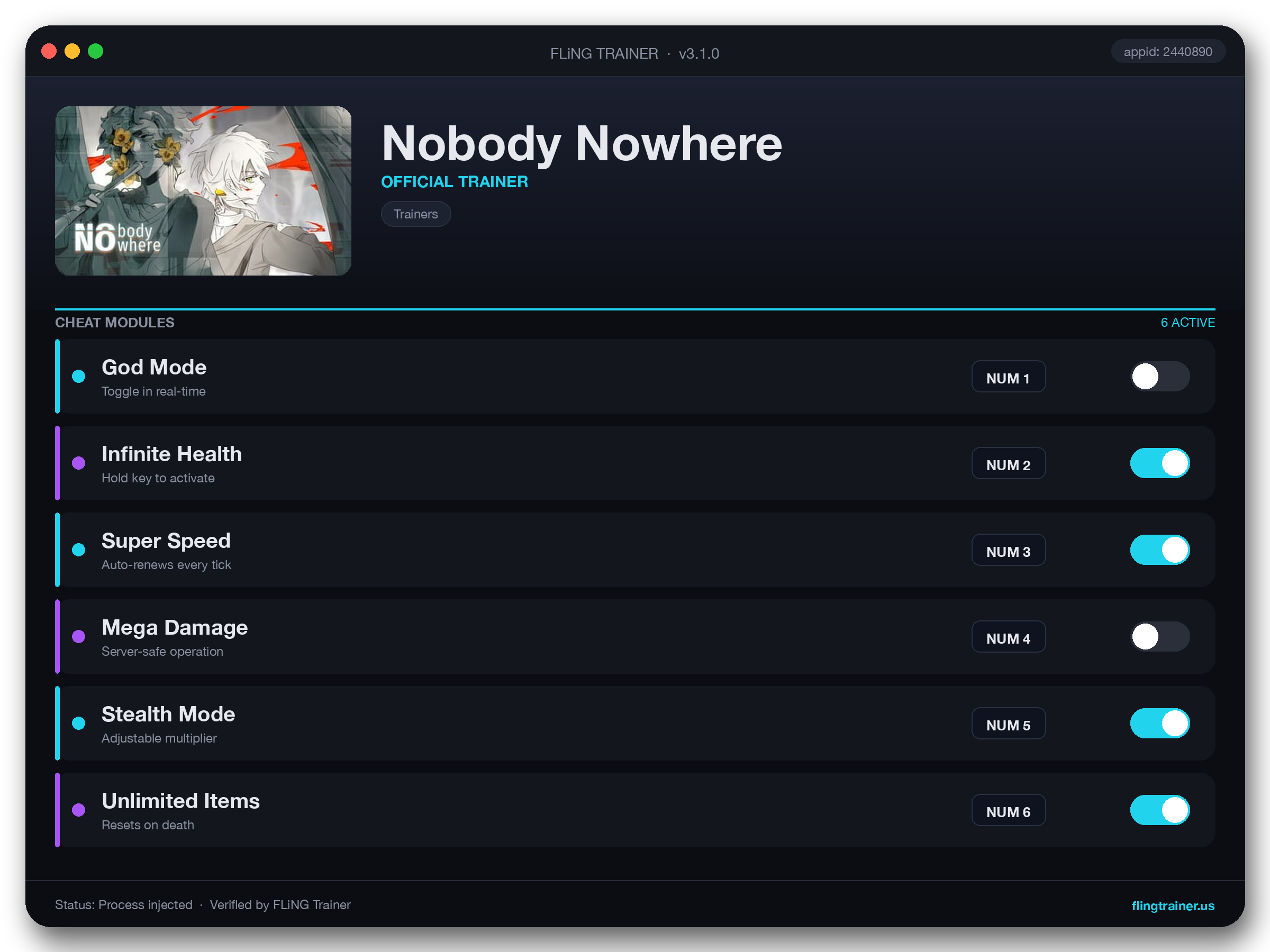 Nobody Nowhere Trainer interface