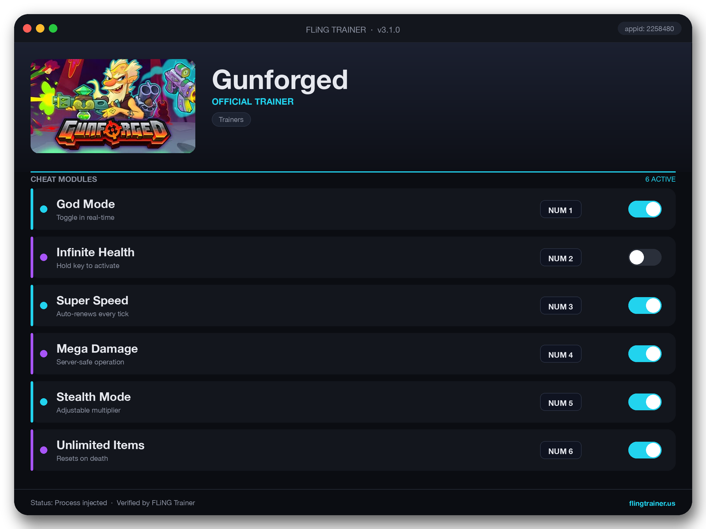 Gunforged Trainer interface