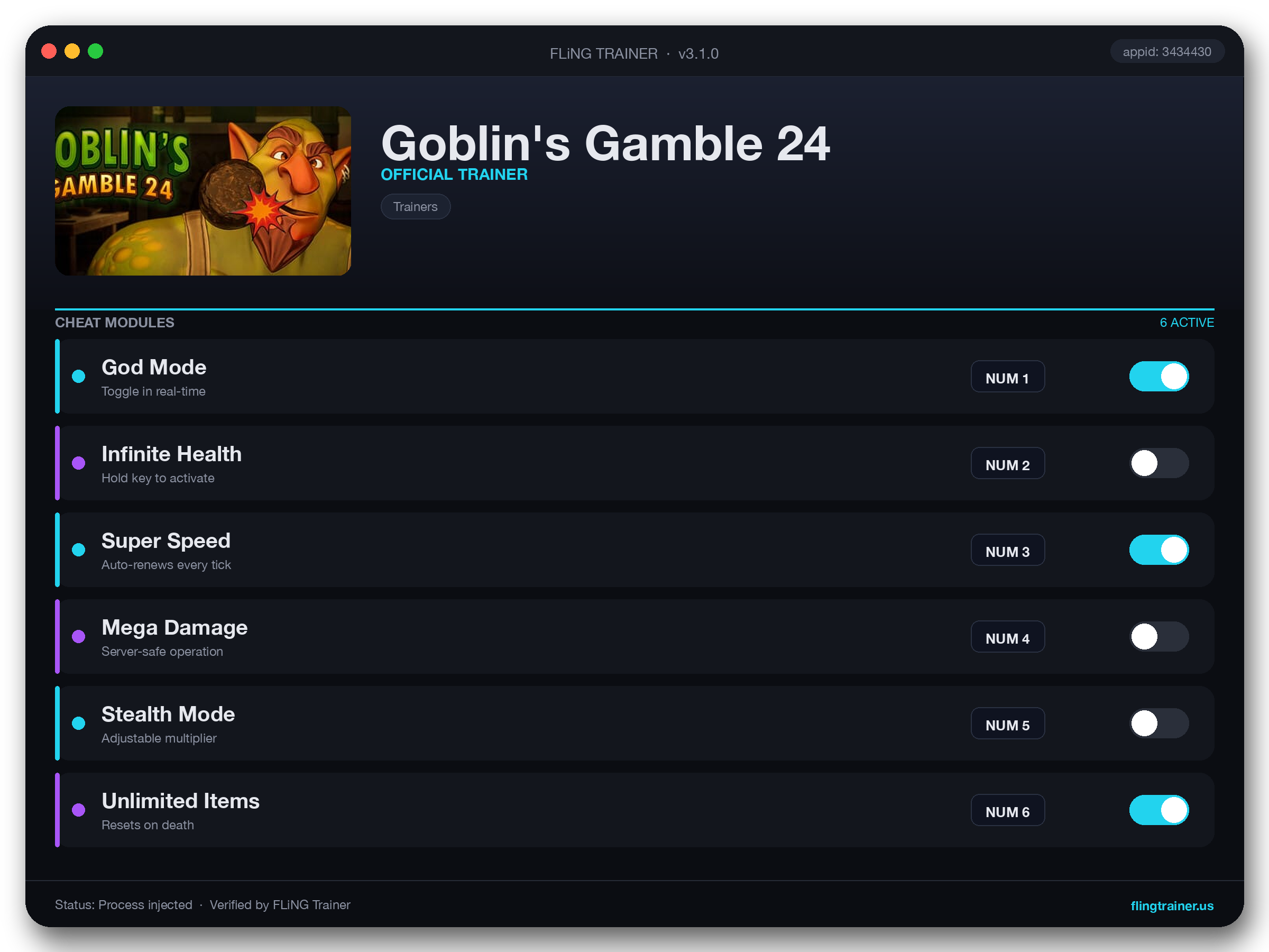 Goblin's Gamble 24 Trainer interface