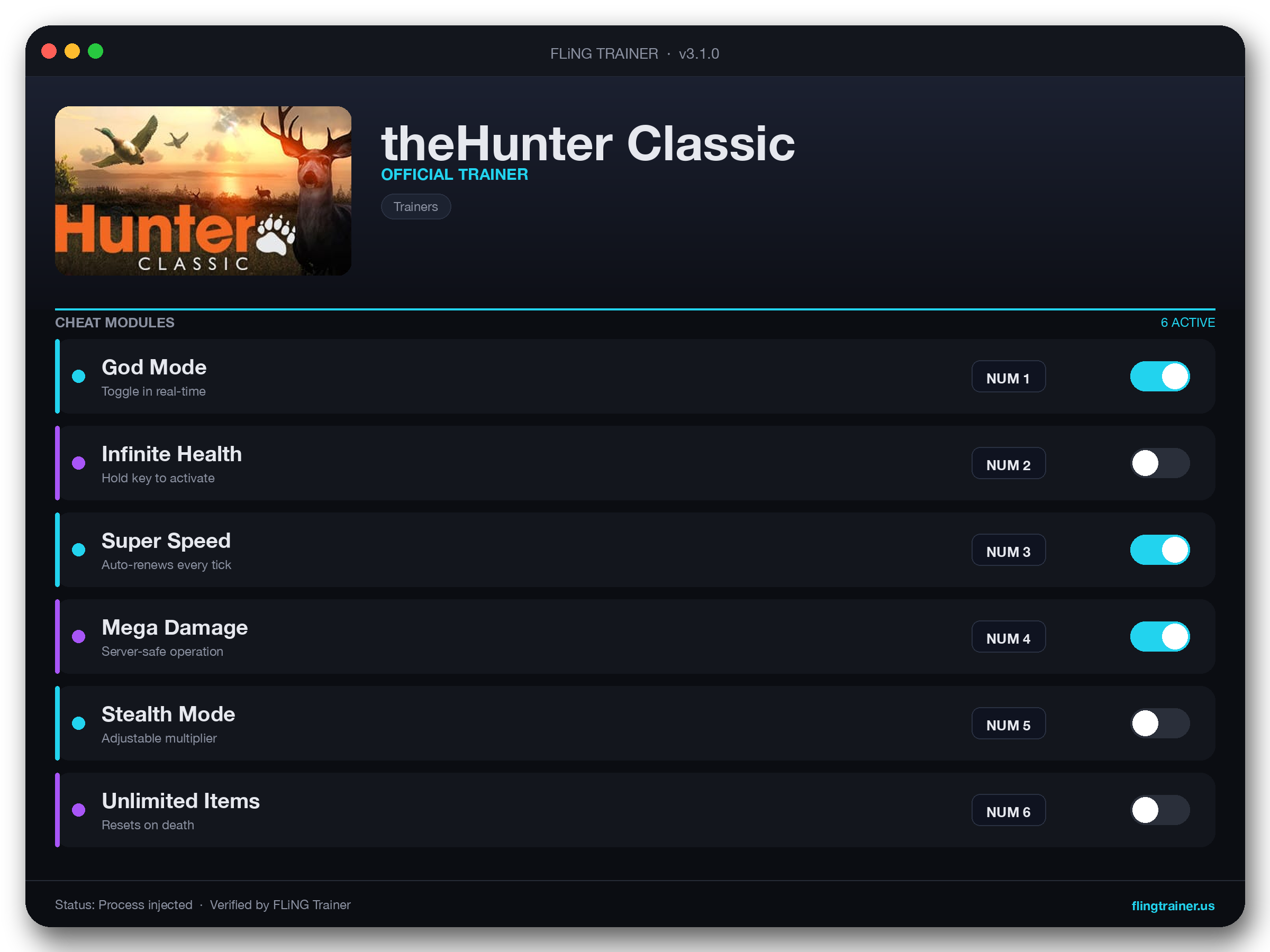 theHunter Classic Trainer interface