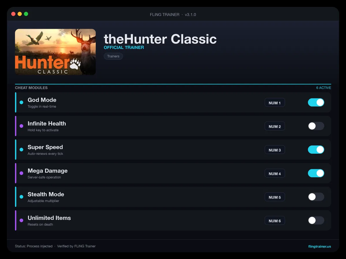 theHunter Classic Trainer interface