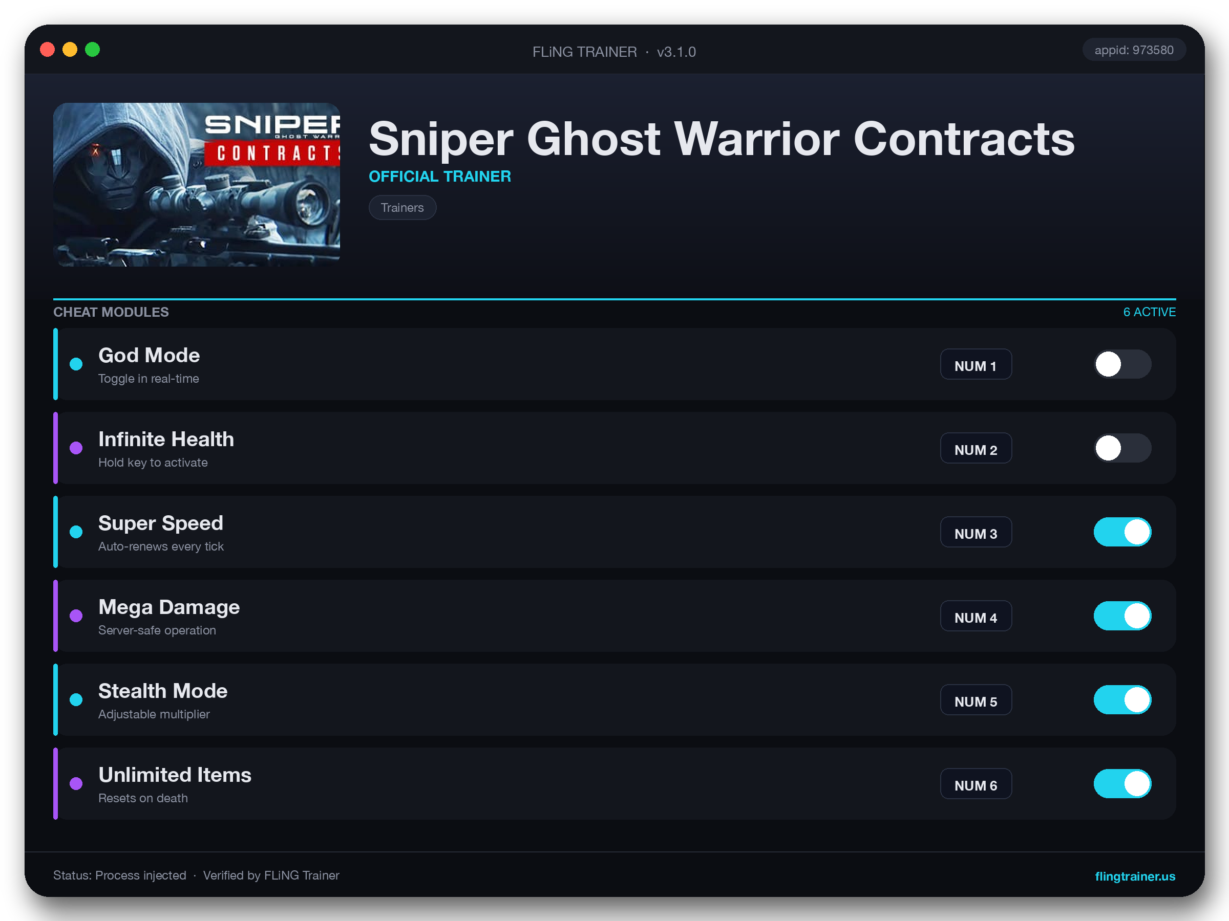 Sniper Ghost Warrior Contracts Trainer interface