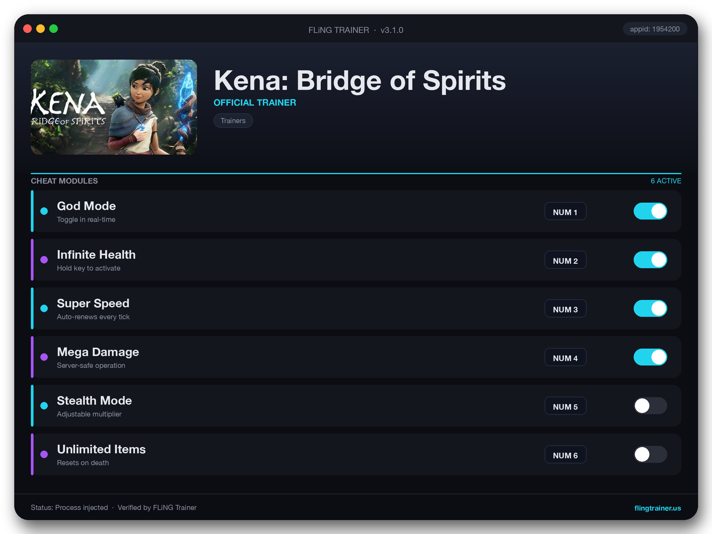 Kena: Bridge of Spirits Trainer interface