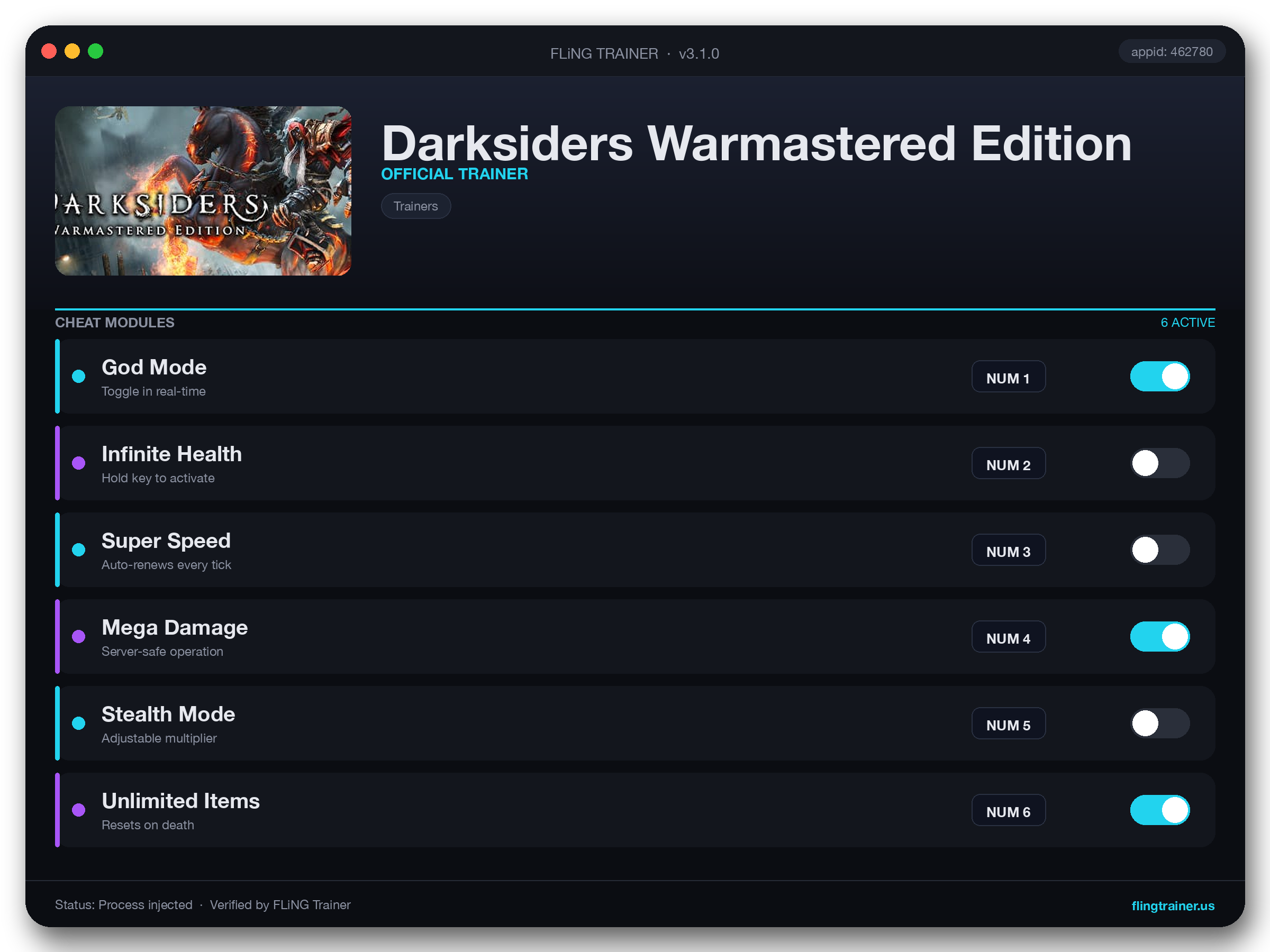 Darksiders Warmastered Edition Trainer interface