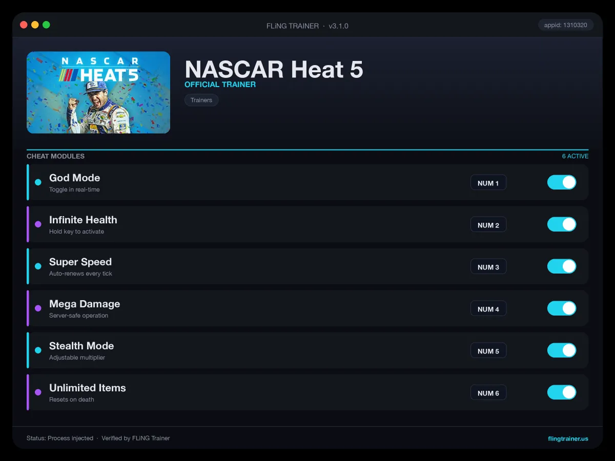 NASCAR Heat 5 Trainer interface