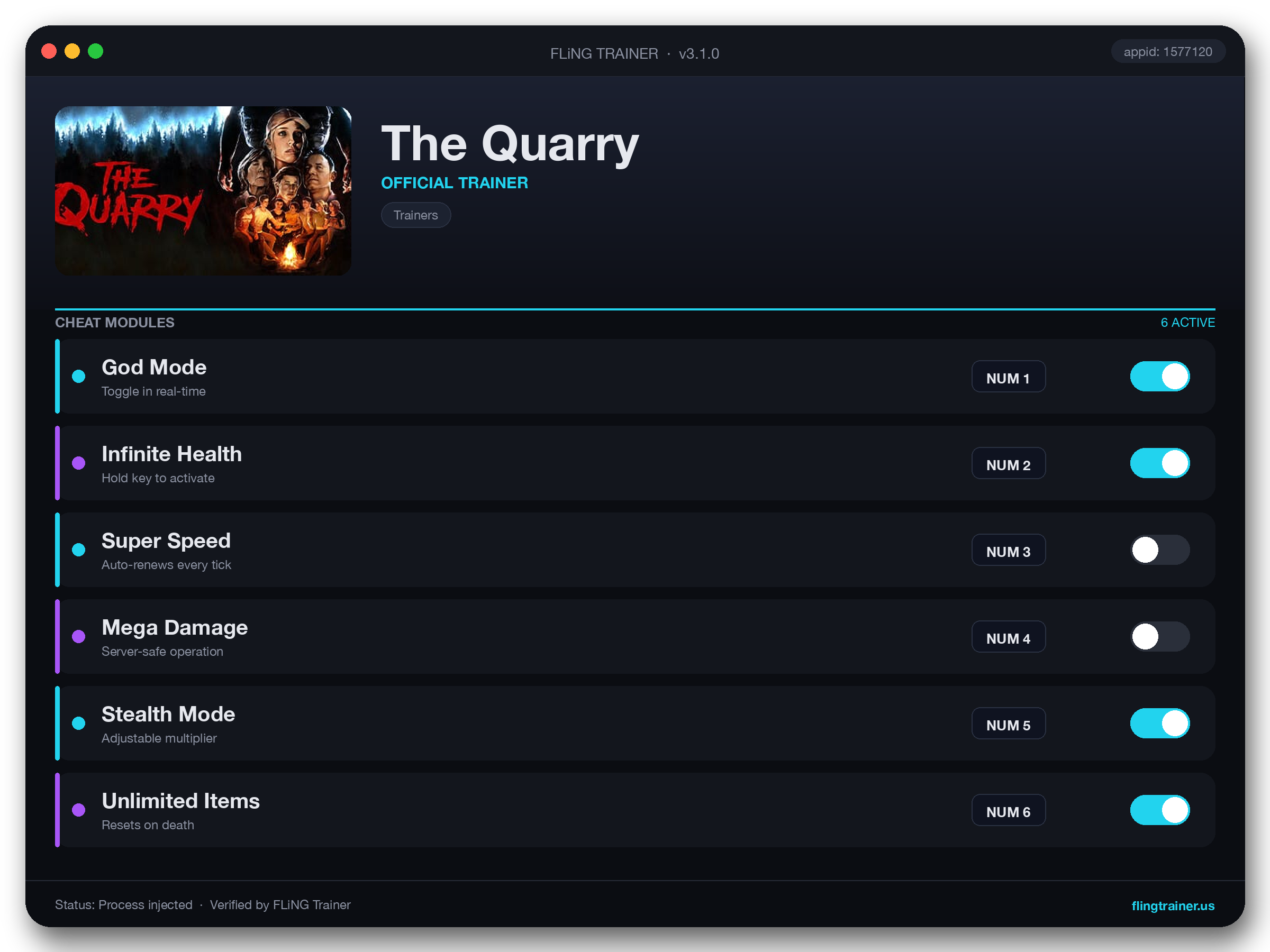 The Quarry Trainer interface