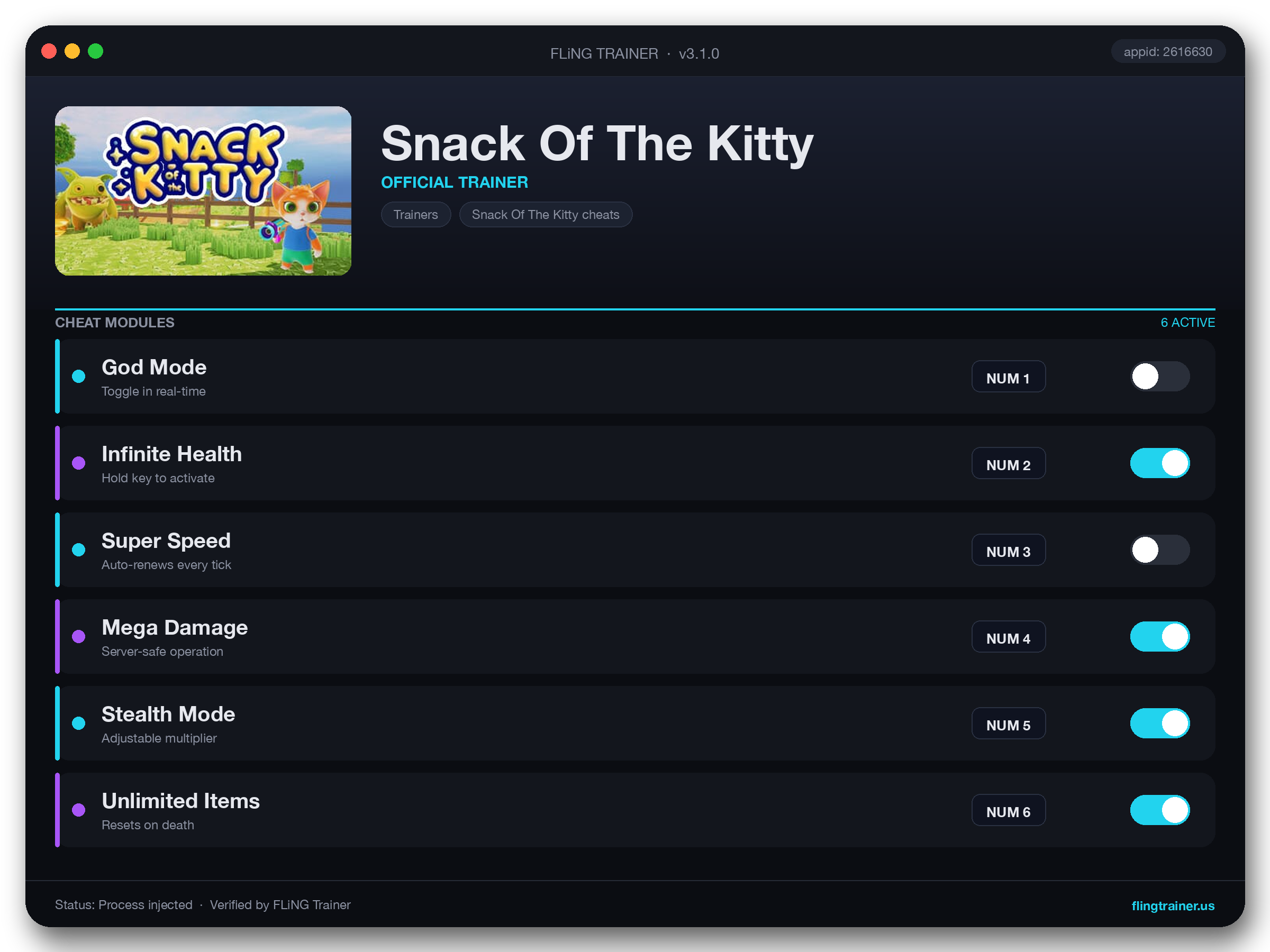 Snack Of The Kitty Trainer interface