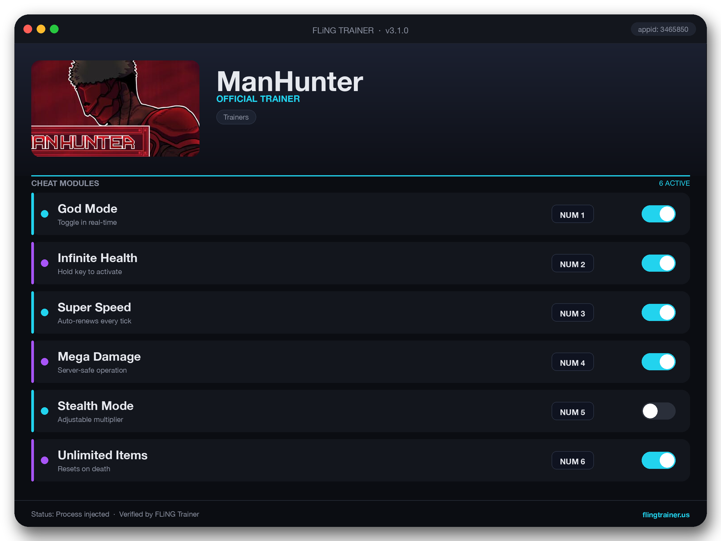 ManHunter Trainer interface