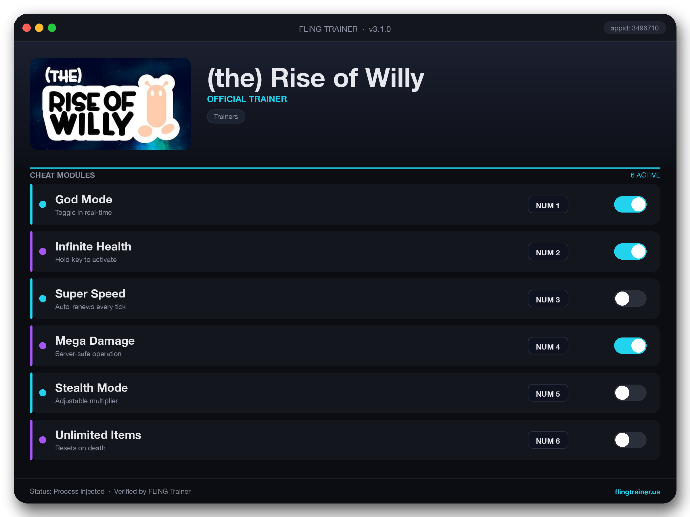 (the) Rise of Willy Trainer interface