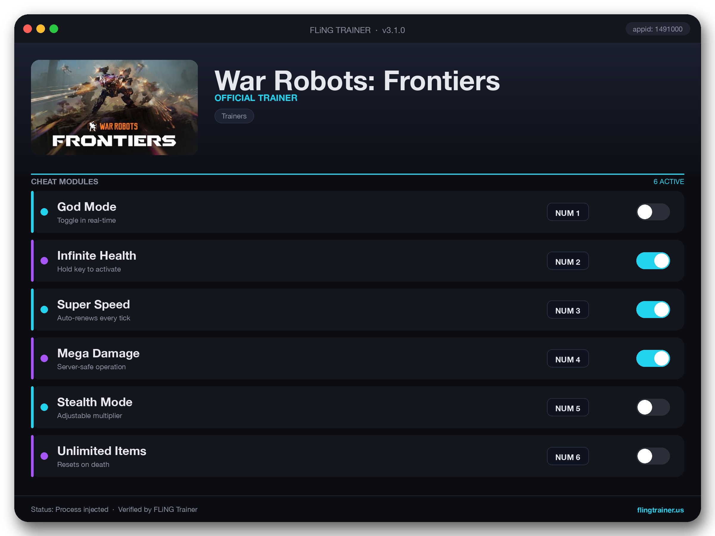 War Robots: Frontiers Trainer interface