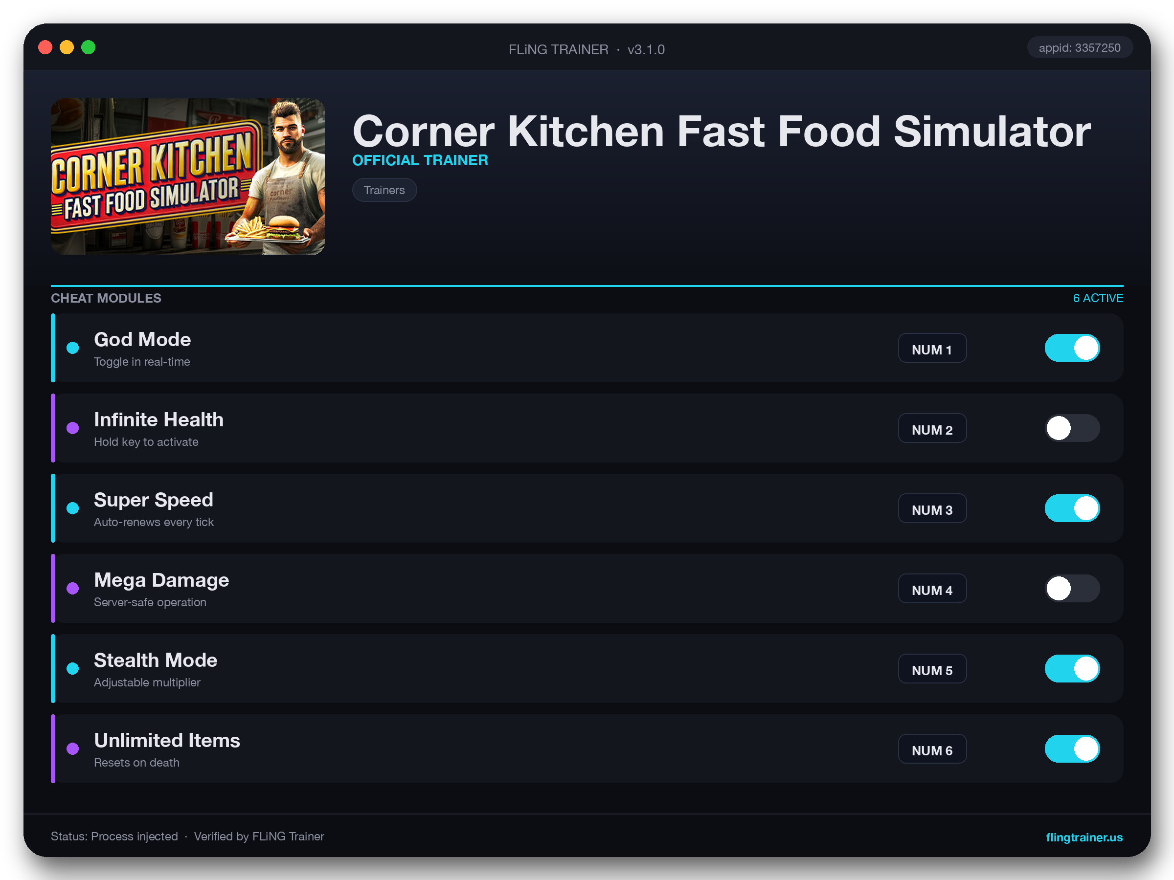 Corner Kitchen Fast Food Simulator Trainer interface
