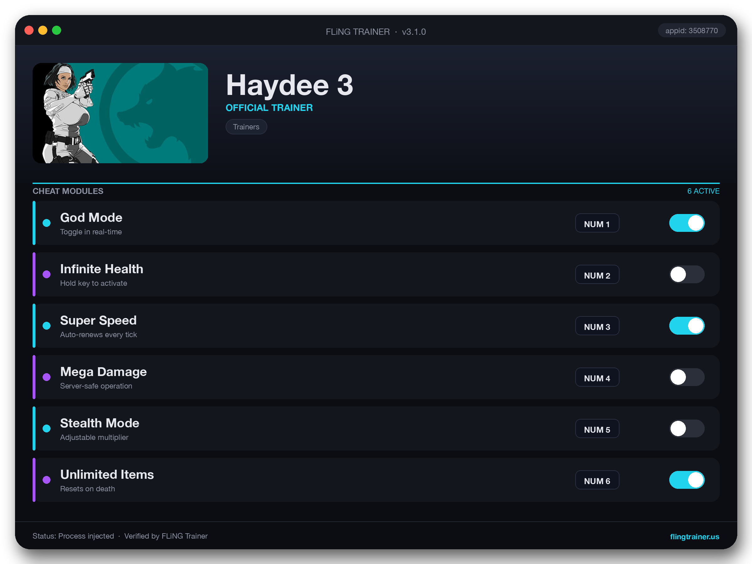 Haydee 3 Trainer interface