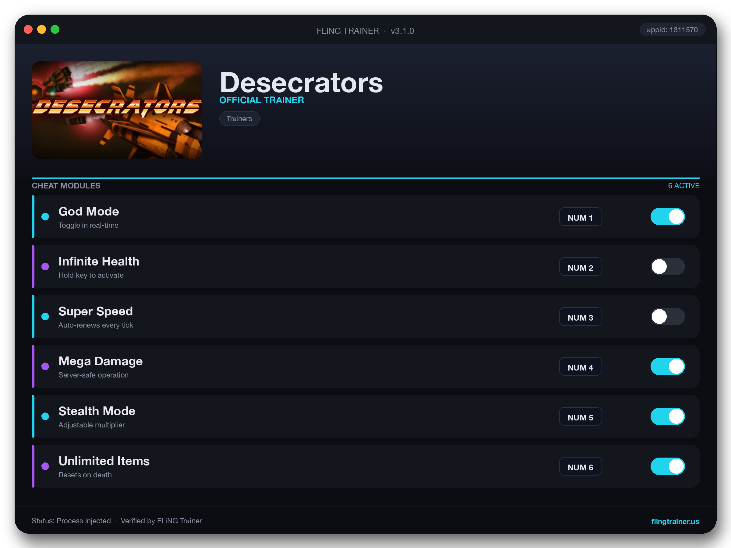 Desecrators Trainer interface