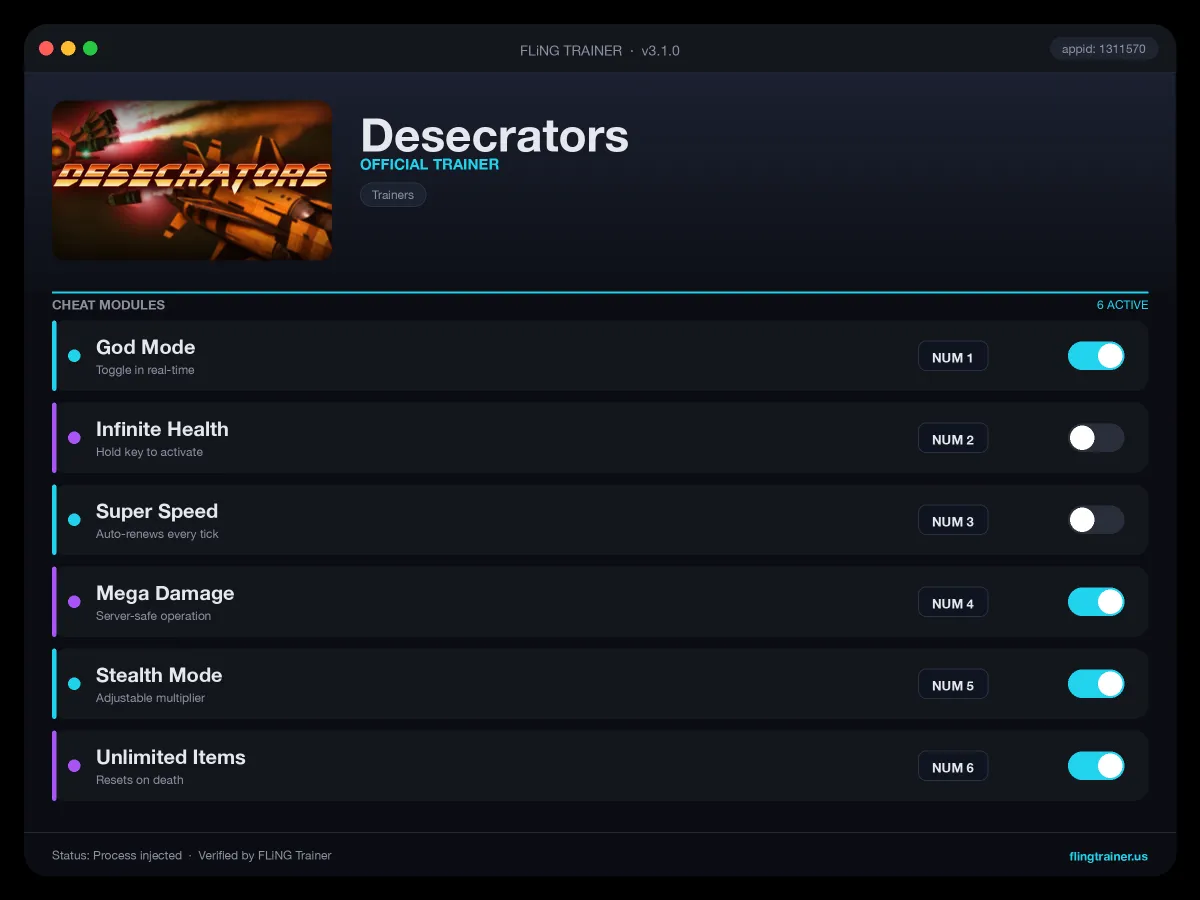 Desecrators Trainer interface